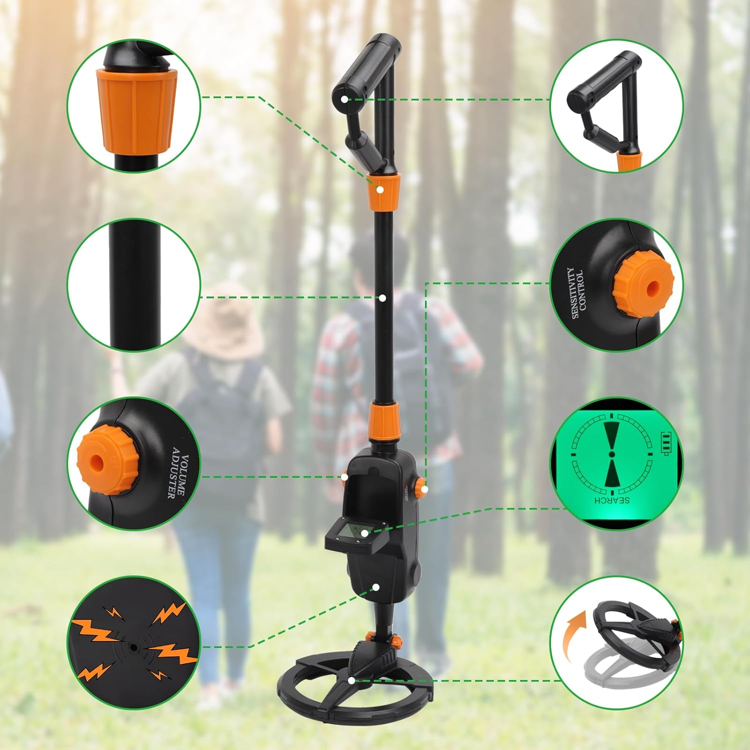 Ruaizel Starter Metal Detector Kit, Lightweight Metal Detector Kit with 17Cm Waterproof Coil Trowel Rake, Metal Detector for Beach River Outdoor image number 6