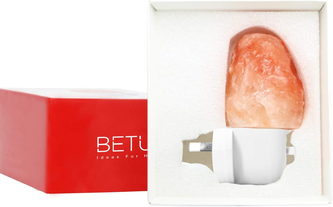 Betus [Natural Crystal] Himalayan Salt Wall Lamp - Air Purifying Night Light - 360&deg; Rotatable Plug 15W Bulb - Natural image number 5
