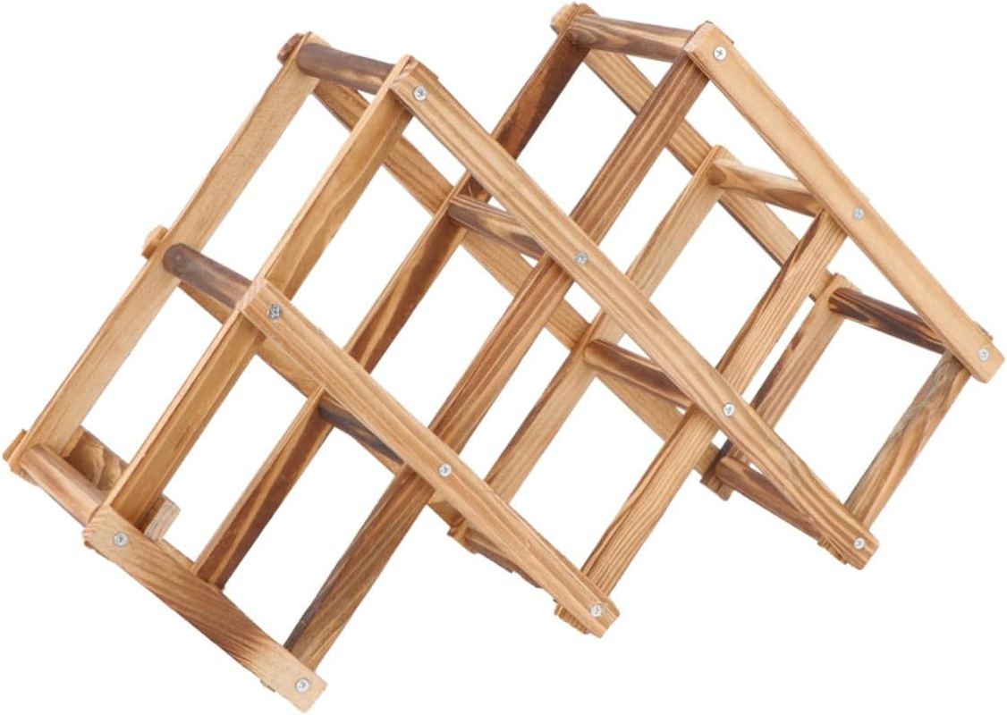 LIFKOME Foldable Wine Rack Modern Wine Holder Space-Saving Storage Shelf for Kitchen Bar Living Display Bottle Capacity Brown Geometric Design image number 1