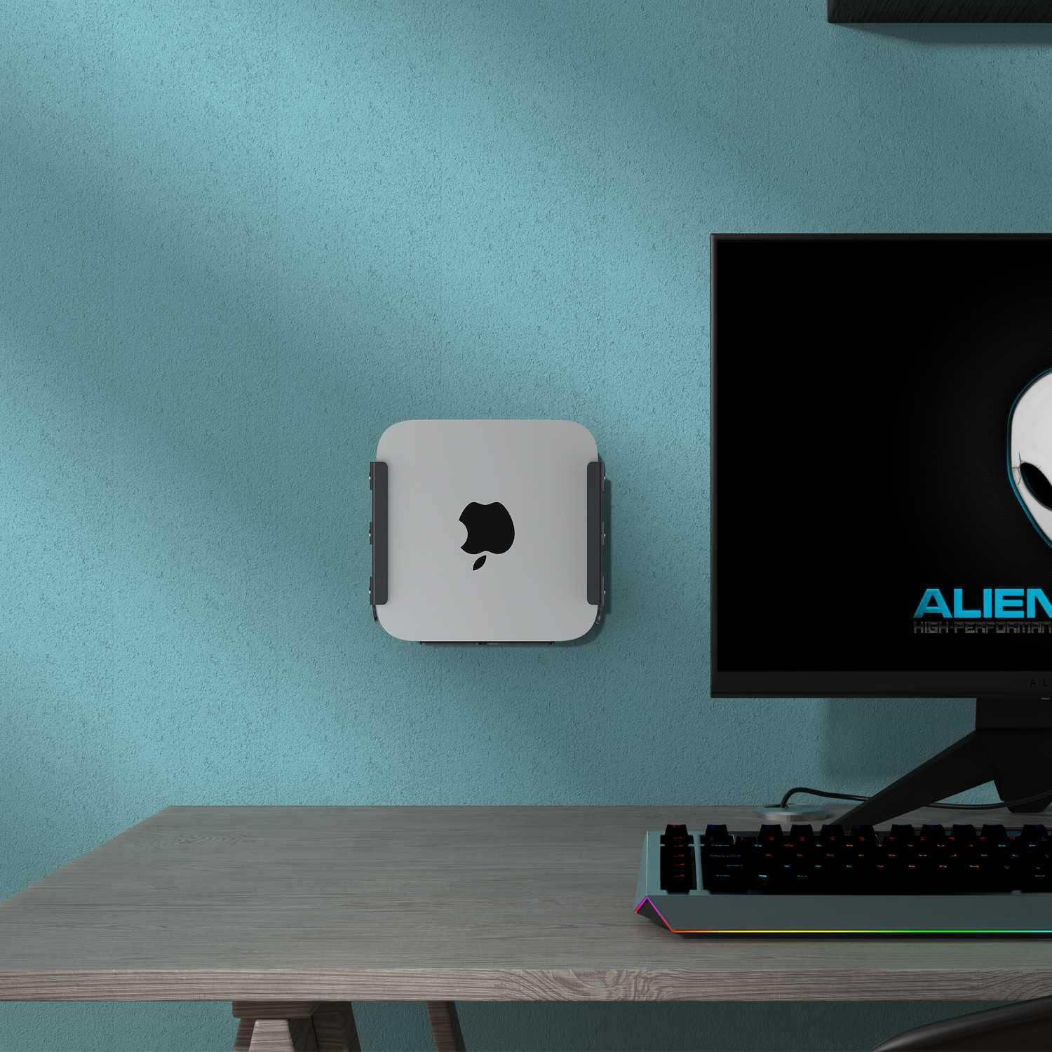 Mac Studio Mount, JEMACHE Heat Dissipation Anti-Scratch Aluminum under Desk, Wall Mount for Mac Studio M4 M3 M2 M1 Max, Ultra (Black)