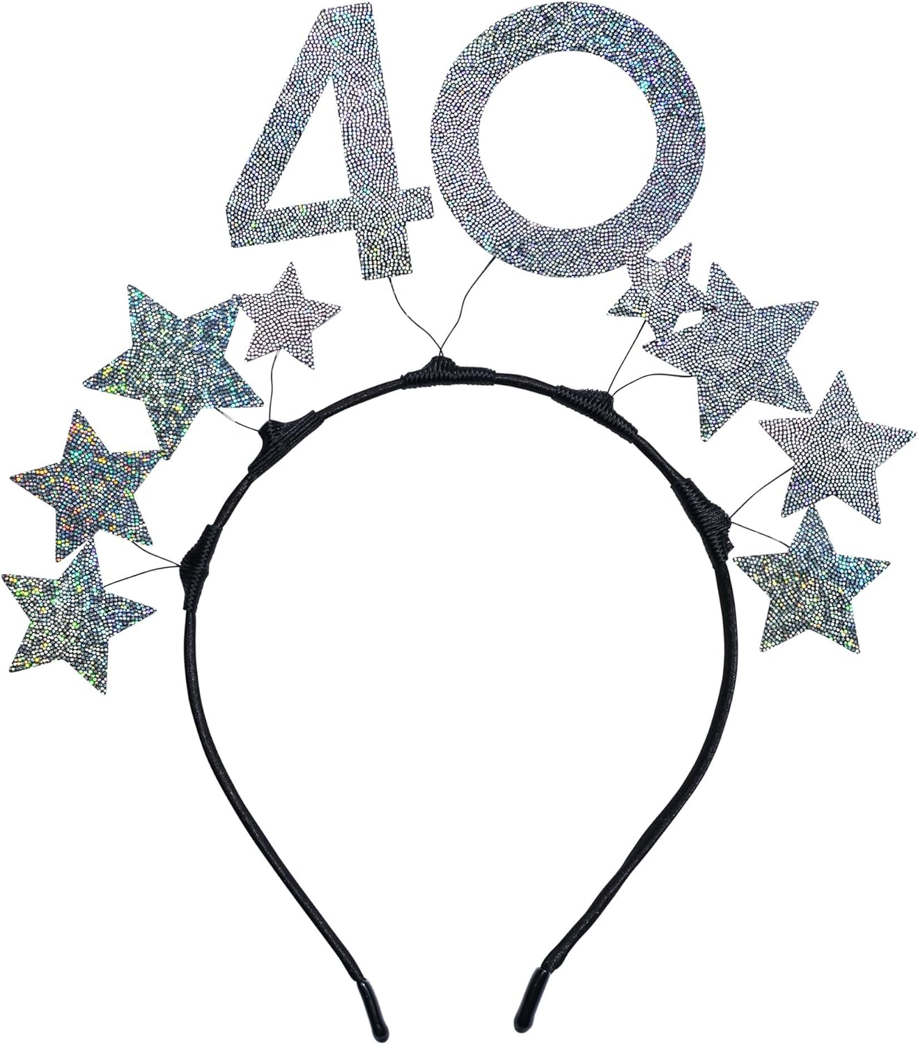 Glamorous Headband 40Th Birthday Women Sparkling Stars Silver Headband Costume Gift 40Th Birthday Crown Headpiece Star Glitter, One Size