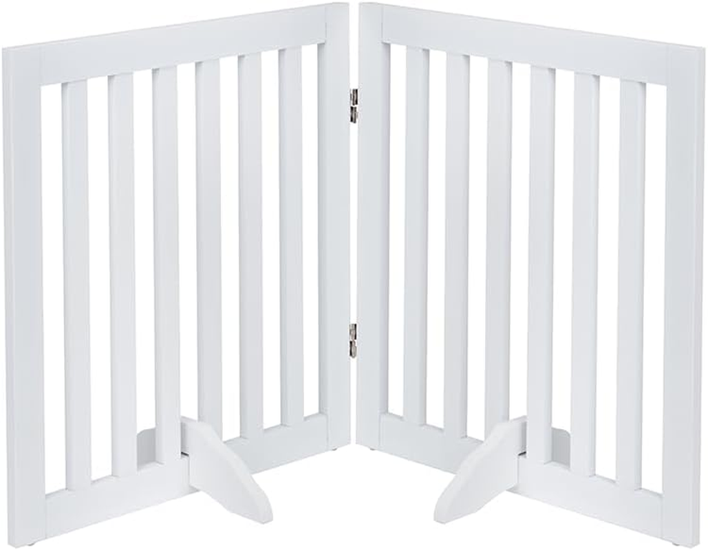Unipaws 61Cm H Free Standing Pet Gate for Cat, Wooden Gates for Doorway, Stairs, Foldable Pet Fence for House, Expandable Dog Barrier, Indoor Use, White image number 4