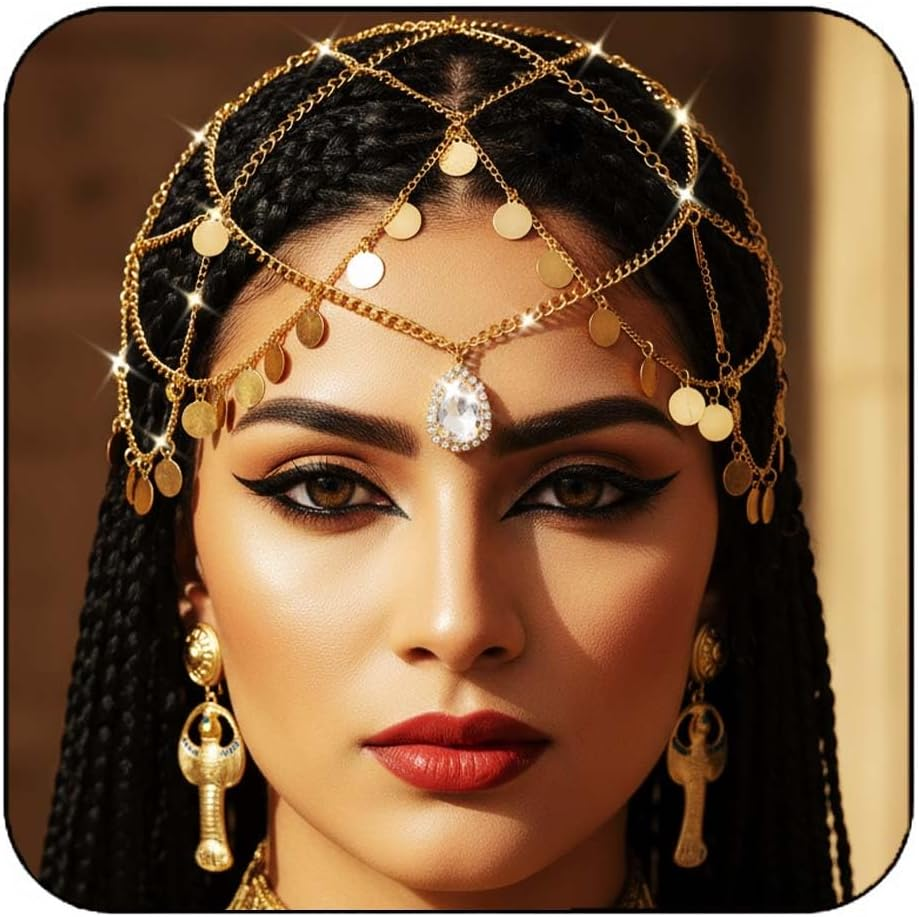 Fashband Sequin Head Chain Gold Tassel Hair Chain Bridal Headpiece Party Festival Hair Accessories for Women image number 3