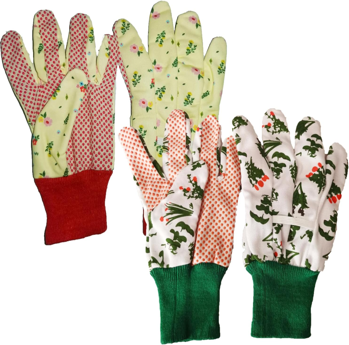2 Pairs Garden Gloves, Couple Style Non-Slip Grip Garden Work Gloves with Elastic Cuffs, Build a Garden of Love Together, Used for Garden Cleaning, Gardening, Weeding, Planting, Watering image number 1