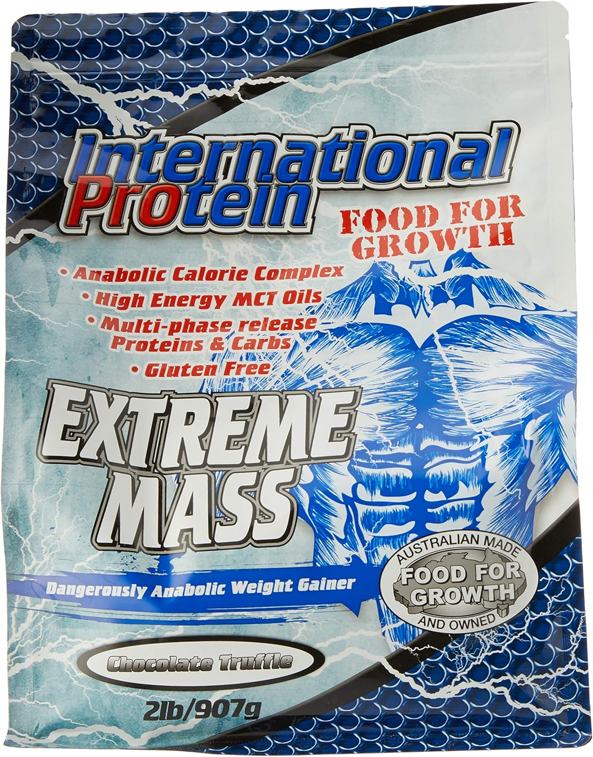 International Protein Extreme Mass Caramel Popcorn Flavour Weight Gainer Protein Powder 907 G image number 2
