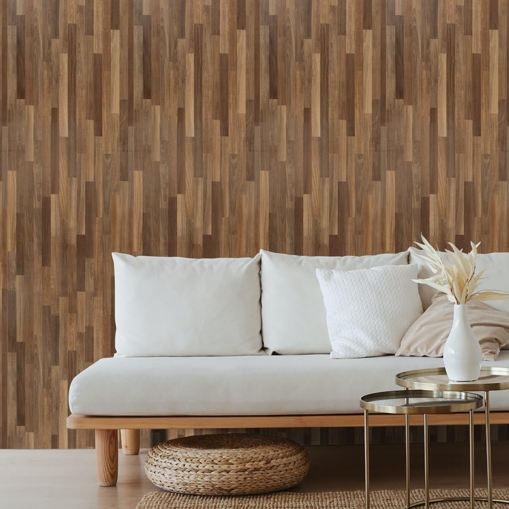 Arthome 43.5X305Cm Brown Wood Grain Peel and Stick Wallpaper Self Adhesive Removable Decorative Film Waterproof Contact Paper for Cabinets, Drawers, Countertops image number 2