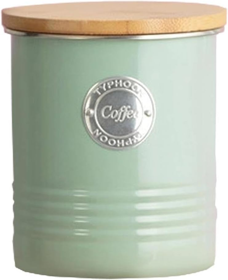 Typhoon Living Coffee Canister Sage with Bamboo Wood Lid, 1 Litre