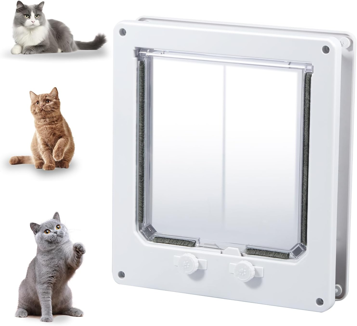 Cat Door Interior Door White Plastic Interior Cat Door Easy to Install Indoor Cat Door Upgraded Pet Door with Flap and 4 Way Locking for Interior Doors Medium Cats Kitties Pouywh image number 5