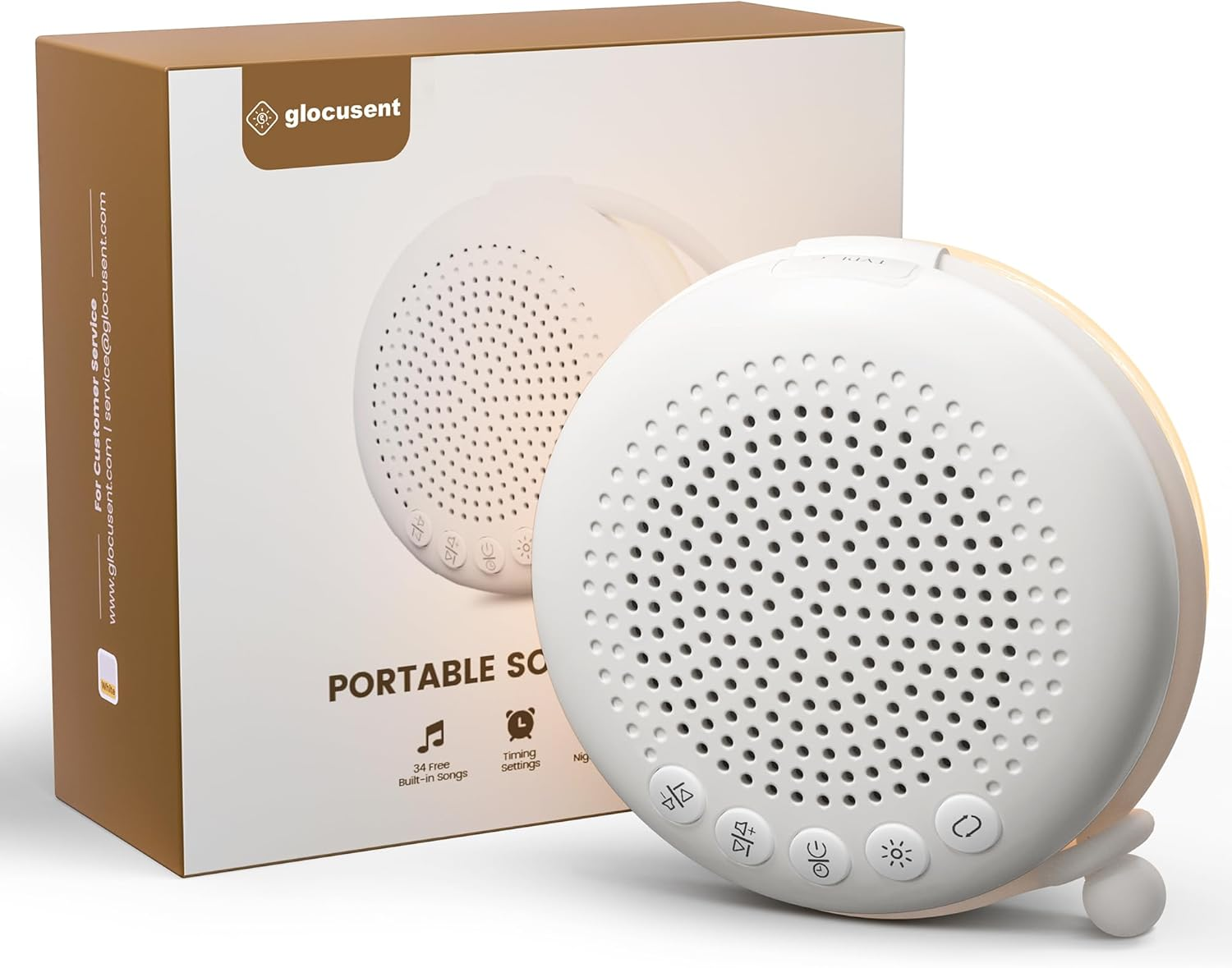 Glocusent 3-In-1 Portable Sound Machine for Baby, White Noise for Sleeping, Night Light & Phone Connected Speaker 34 Sounds Timing Function 1000Mah Large Battery Designed for Travel Deep Restful Sleep image number 3