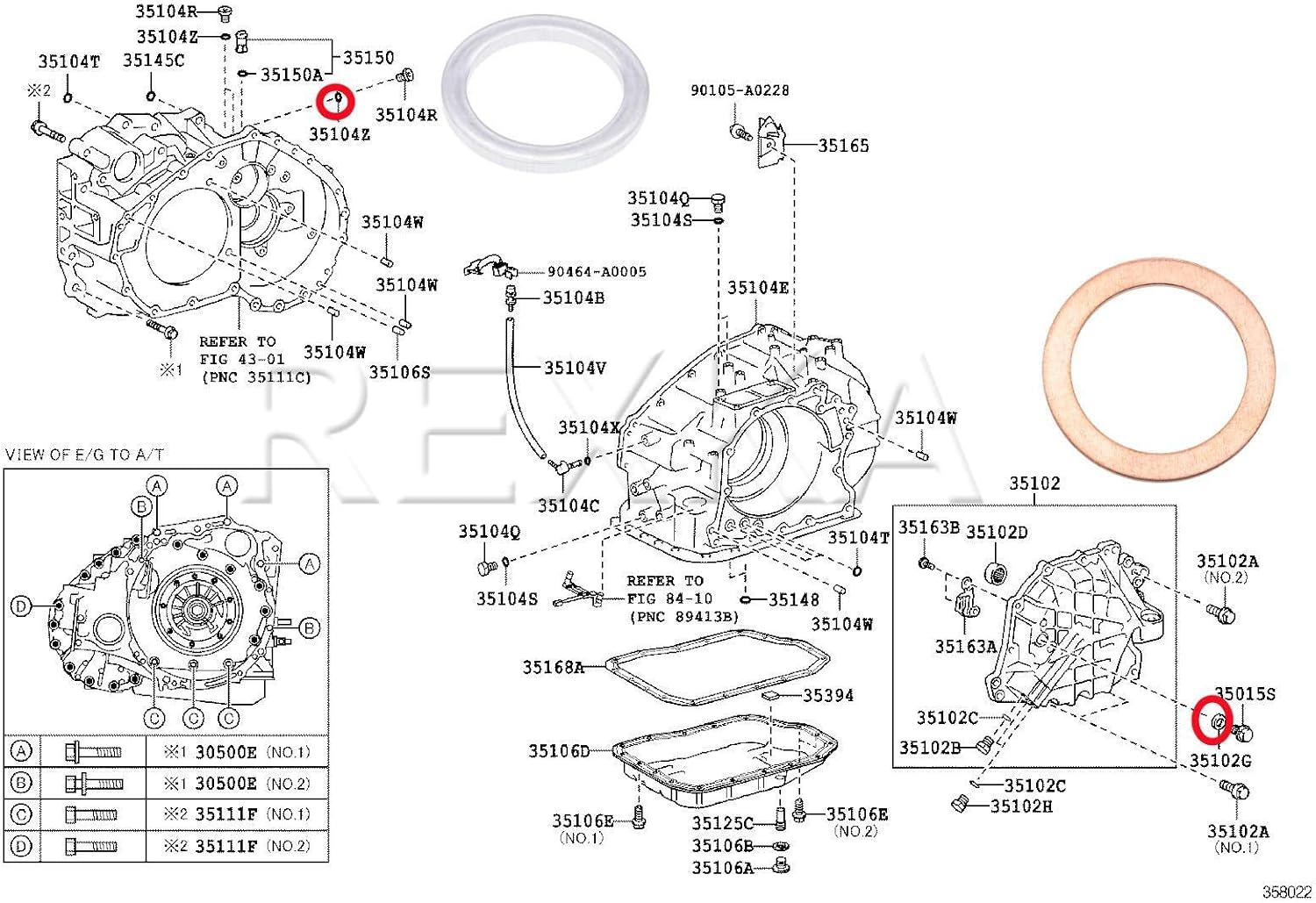 Rexka Transfer & Differential Service Gasket Kit Fits Toyota Lexus 4Runner Land Cruiser Tundra Tacoma FJ Cruiser Highlander RAV4 Sequoia Sienna 12157-10010 90430-24003 90430-18008 (Pack of 12) image number 4