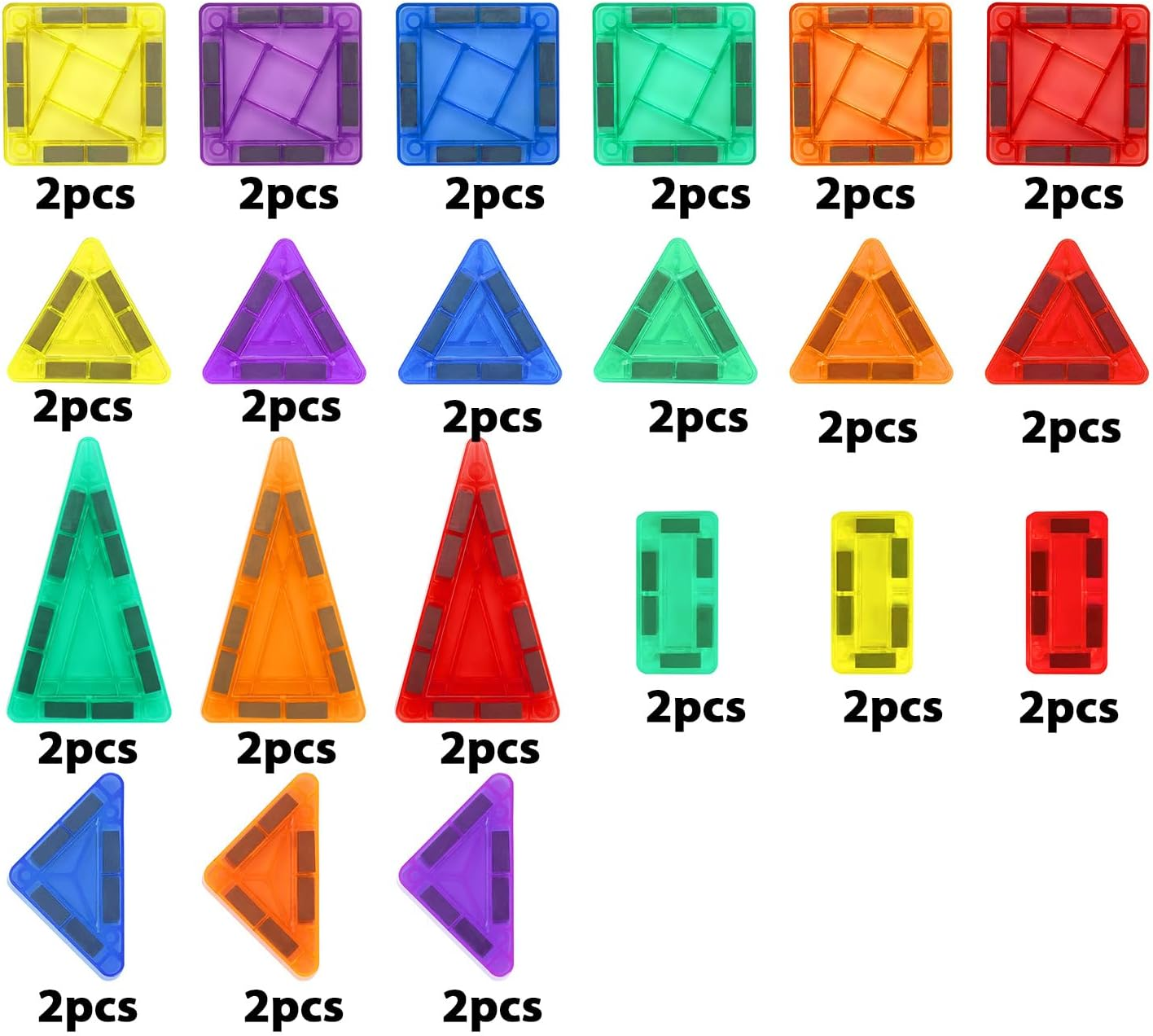 42 PCS Mini Magnet Tiles Toddler Set, Travel Magnetic Tiles for Kids, Magnetic Blocks Building Toys & Games for Girls Boys Christmas Birthday Gifts with Iron Box image number 3