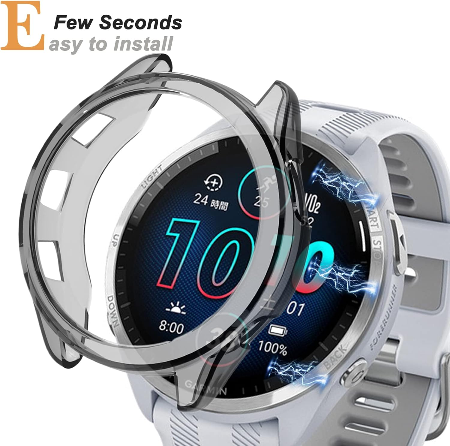 Miimall (2 Pack) Compatible for Garmin Forerunner 965 Case, Scratch-Resistance TPU Military Protection Translucent Cover Case for Garmin Forerunner 965/ Garmin 965 (Clear+Black) - Clear+Clear image number 3