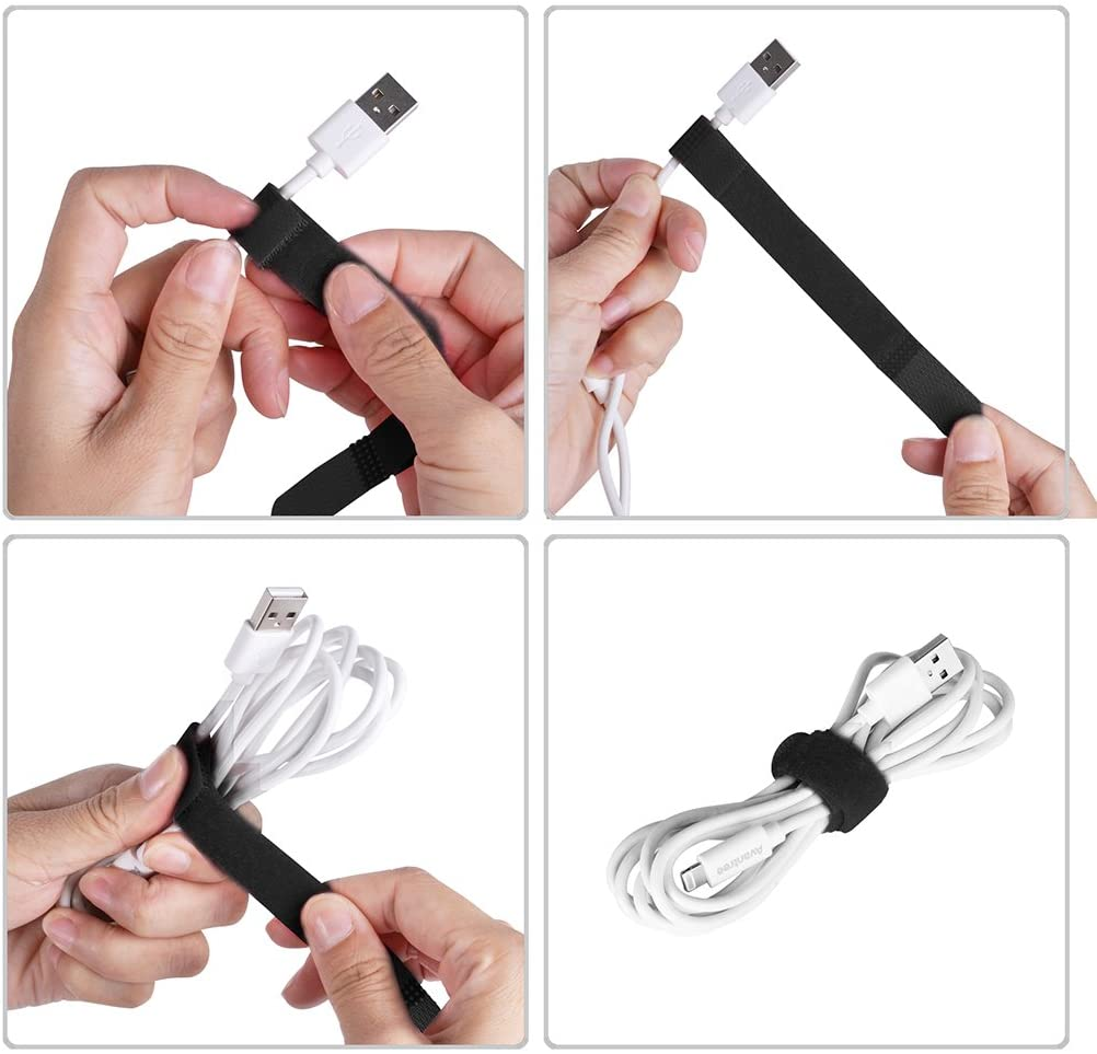 Avantree Pack of 20 Reusable Cord Organizer Keeper Holder, Fastening Cable Ties Straps for Earbud Headphones Phones Wire Wrap Management, Assorted 3 Size and 5 Color image number 3