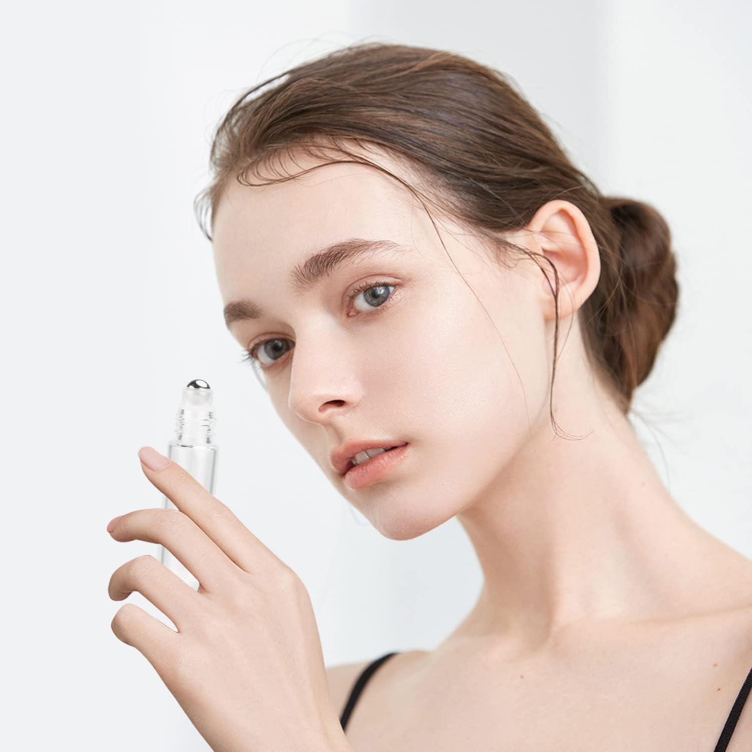 Wresty 10Ml(1/3Oz) Roll on Bottles,10 Pack Glass Roller Bottles Essential Oil Bottles Perfume Cosmetic Sample Bottles with Stainless Steel Roller Ball&Bamboo Lids image number 2