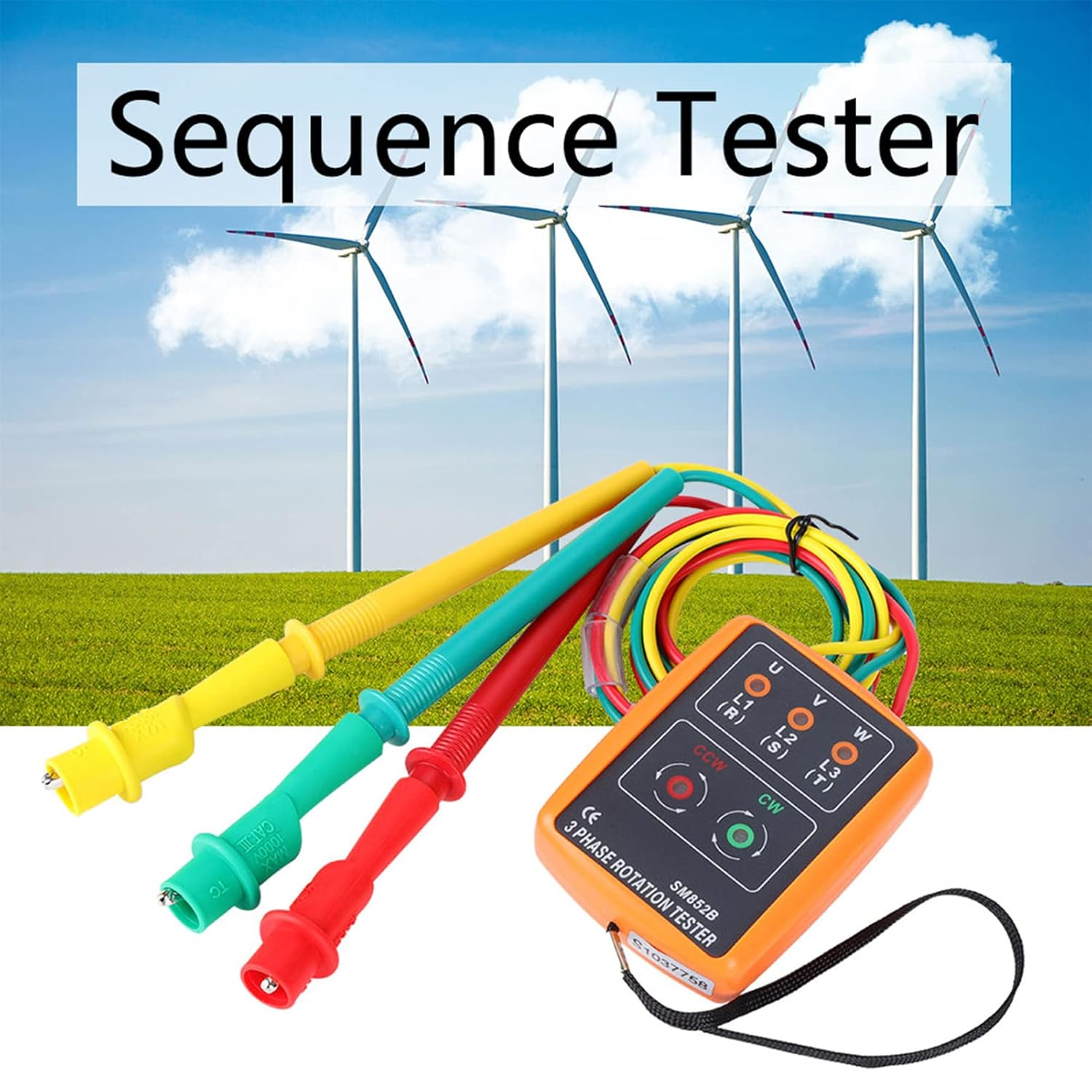 Respicefinem 3 Phase Power Meter Sm 852B Phase Sequence Detector 60V~600V Ac Sequence Order Rotation Indicator Tester 3 Phase Rotation Meter 20Hz-400Hz image number 6