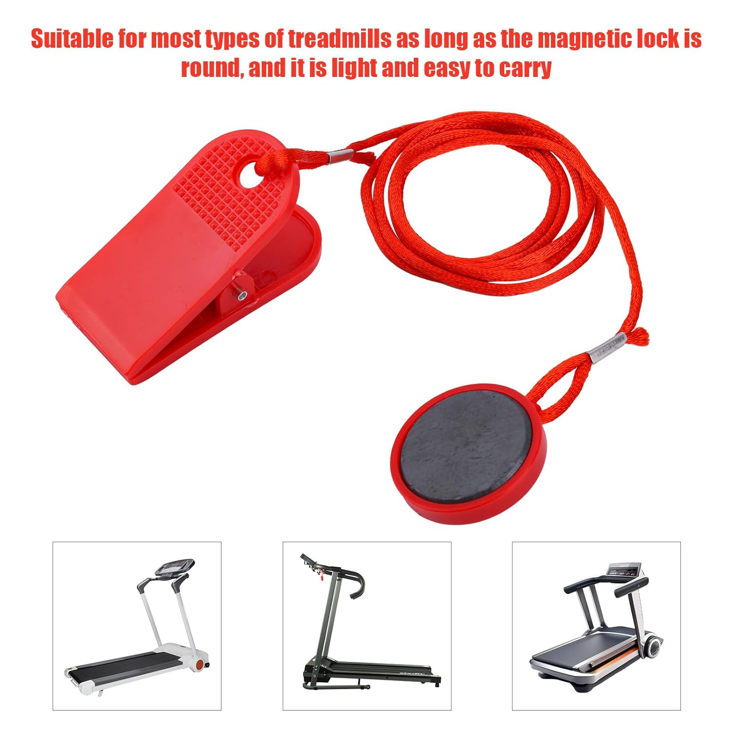 Gosknor 2Pcs Universal Treadmill Magnet Safety Key, Red, Round, 39 Inch, PVC & Magnet, Suitable for Most Treadmills image number 6
