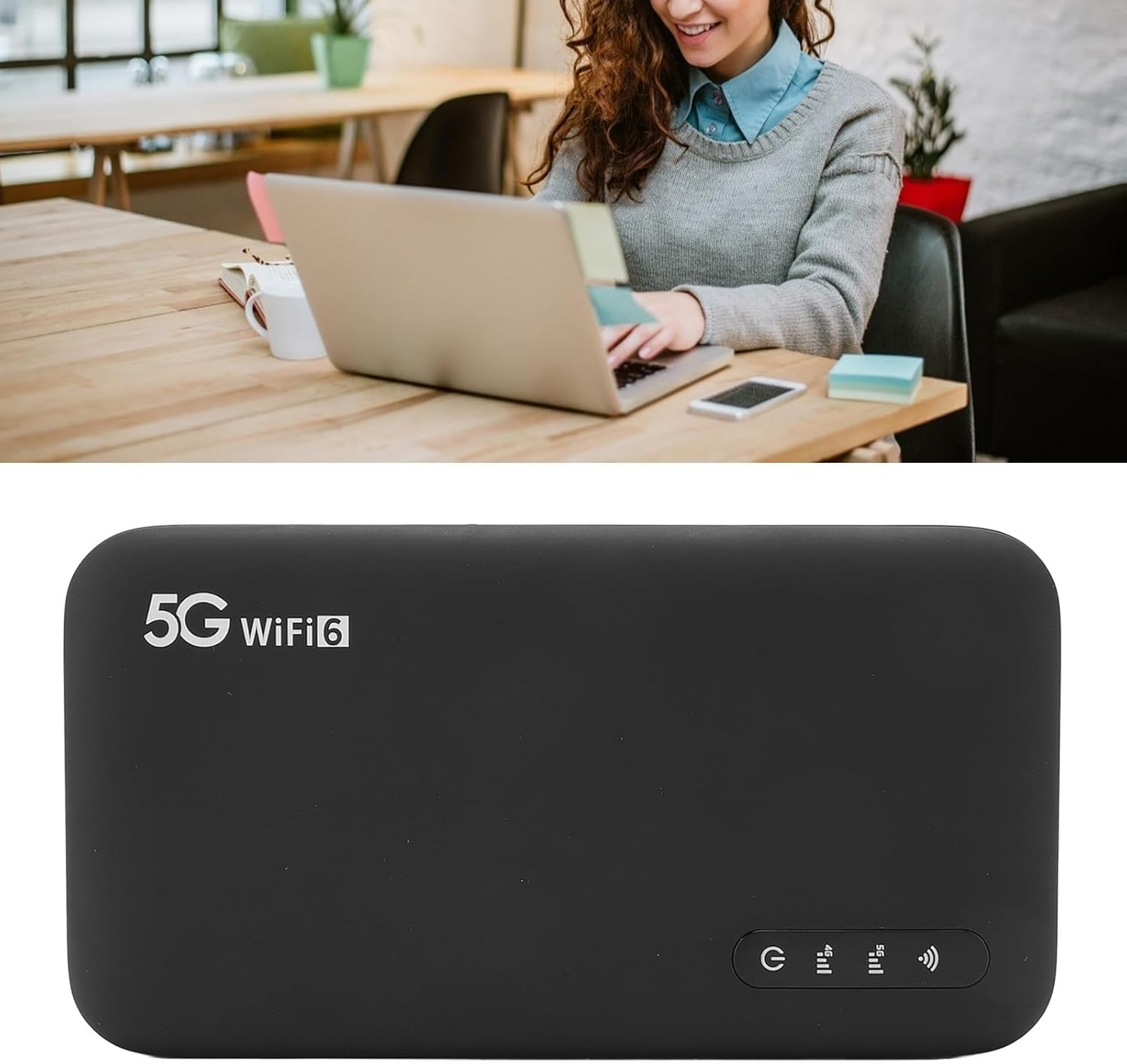 5G Wifi 6 Portable Hotspot Router with SIM Card Slot Supports 16 Devices 6100Mah Battery, LED Light Monitor, for Home and Travel Use image number 2