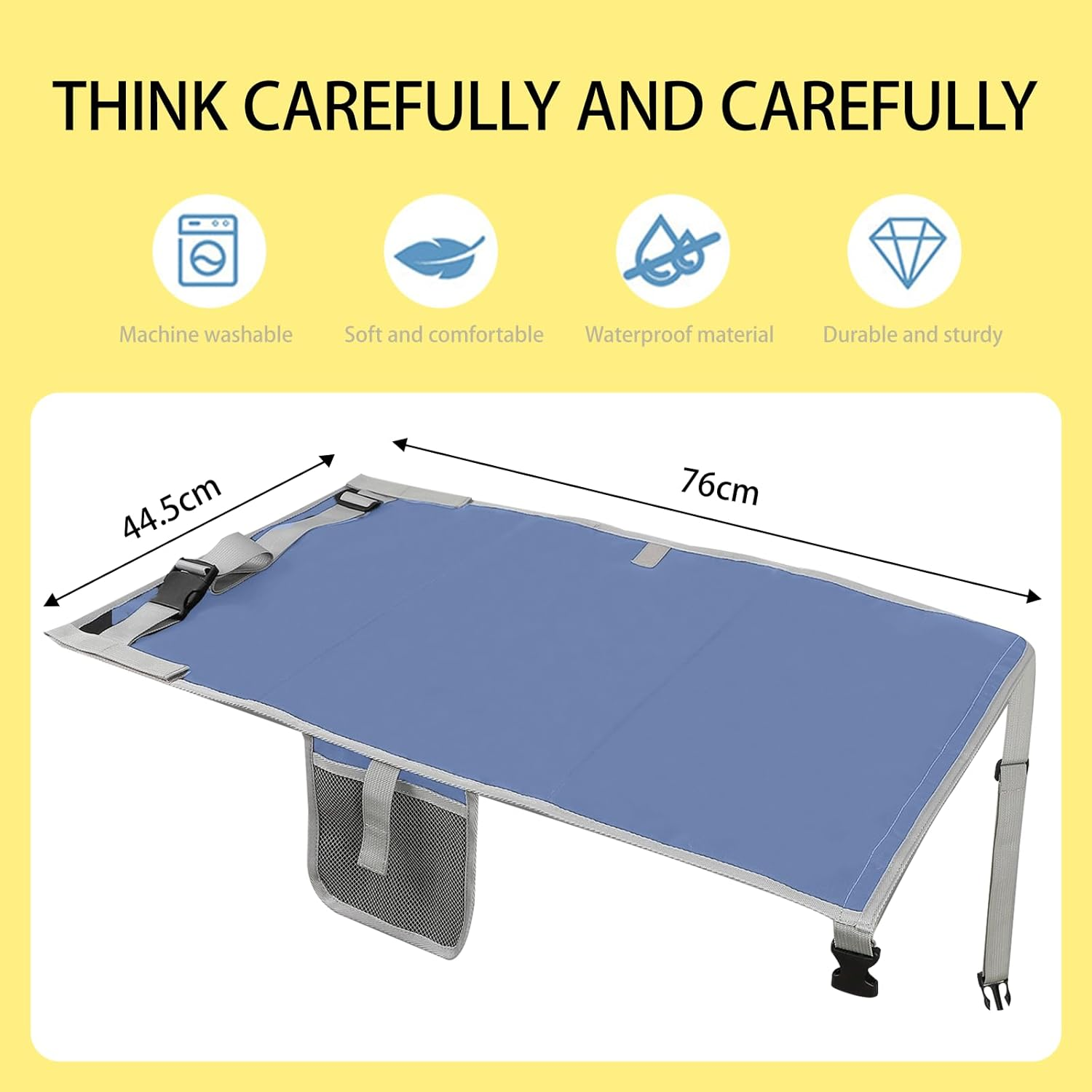 Blue Airplane Bed for Toddler 76&times;44.5Cm, Airplane Seat Extender for Travel Waterproof Lightweight Airplane Foot Hammock Suitable for All Aircraft Seats,Comfortable Flight Companion for Your Child image number 4