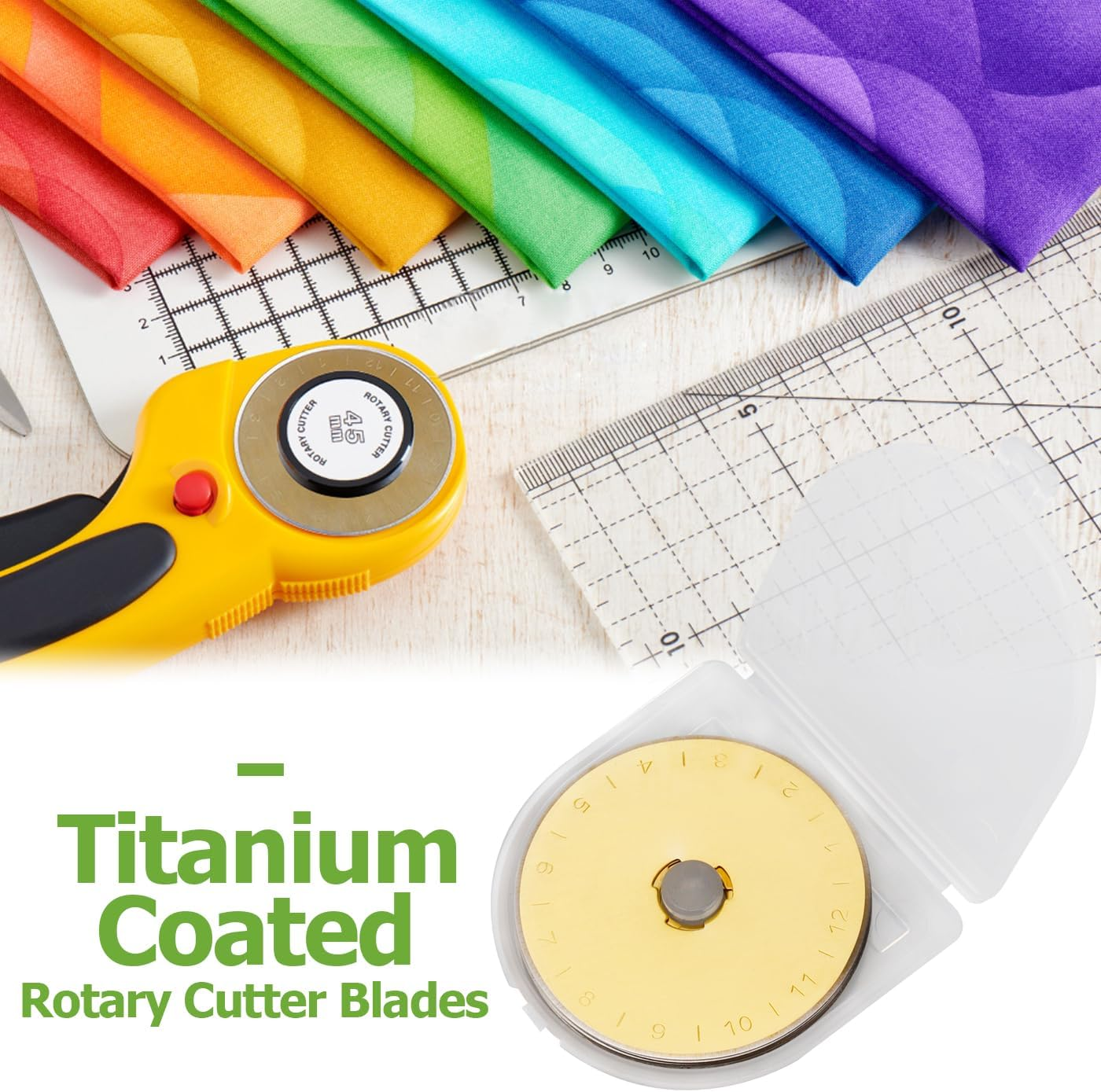 45Mm Rotary Cutter Blades Replacement, Steel Titanium Coated Rotary Cutters Knife Blade Compatible with Olfa, Fiskar, Martelli, Truecut Cutter Tool, 10 Pcs image number 2
