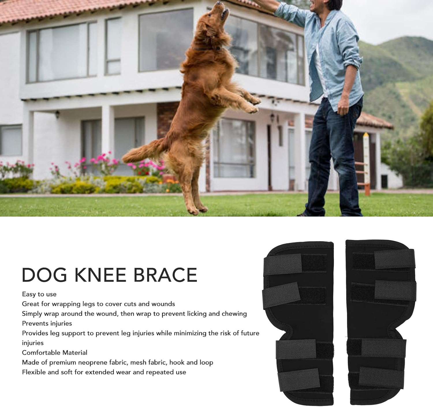 Leg Brace, Dog Canine Rear Leg Hock Brace, Joint Compression Dog Brace Wrap for Recovery, Protection Sprain & Injury Prevention, Knee Hock Ankle Extra Supportive for Dogs, 1 Pair (L) image number 1