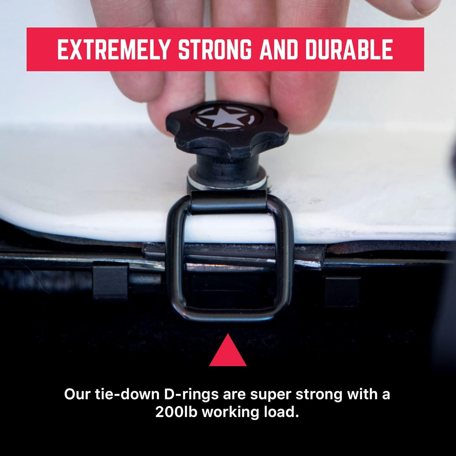 Tie down D Ring Set, Easy-To-Install Truck Tie Downs, Compatible with Cargo Cover Mounts, Heavy-Duty Jeep Wrangler Accessories for Pickups, Trailers, Truck, Trailer, Camper, Boat & More, 8 Pack image number 2