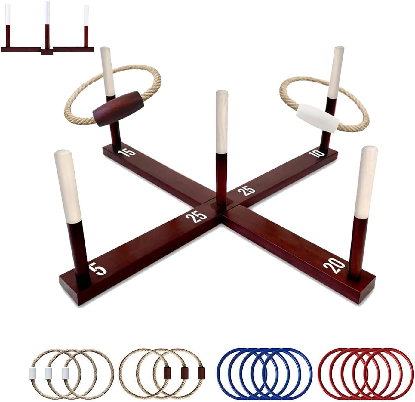 Ring Toss Set for Adults - Sociable Backyard & Patio Game with Portable Case - Ideal Outdoor Activity for Easter & Celebrations - Wooden Hoop Toss Kit image number 4