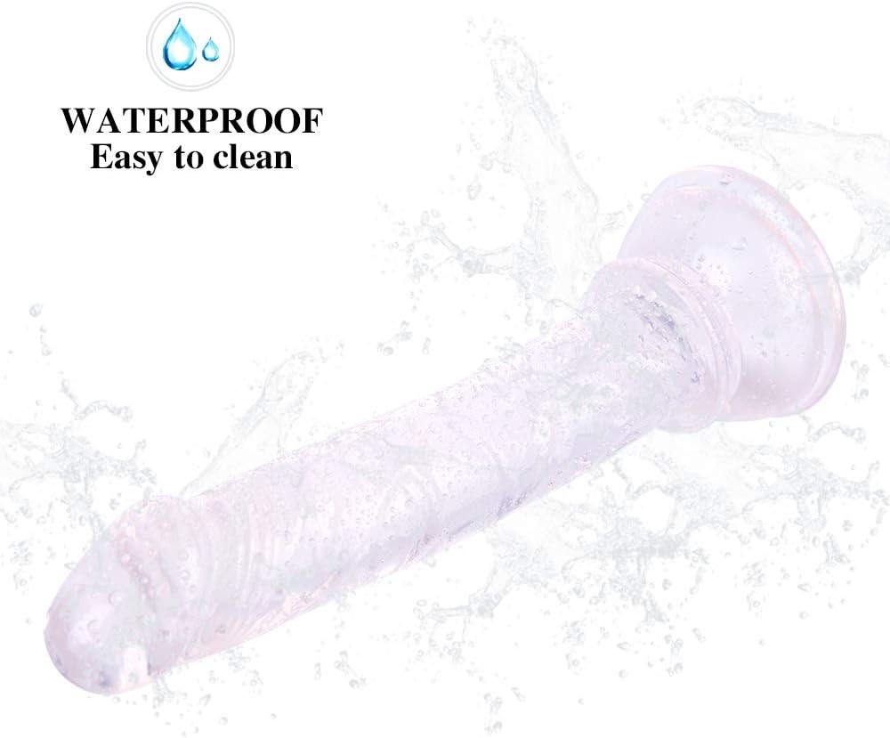 Mini Thin 4.72 Inches Realistic Dildo for Beginners, Sex Toys Lifelike Fake Penis for G Spot Stimulator & Anal Plug Training Sets (Clear)