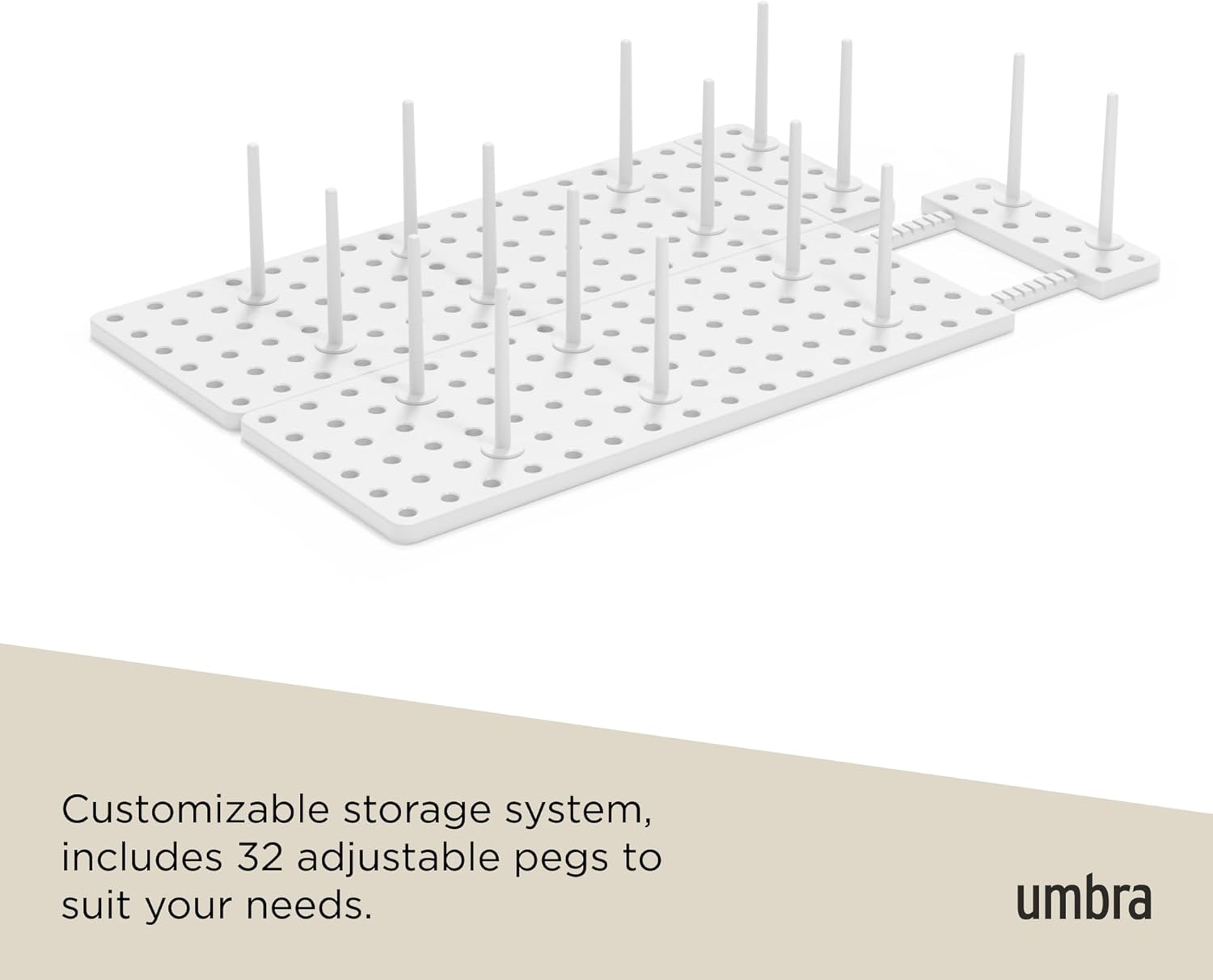 Umbra Peggy Kitchen Cupboard, Shelf and Drawer Organizer Tray - Adjustable Storage System, White image number 5