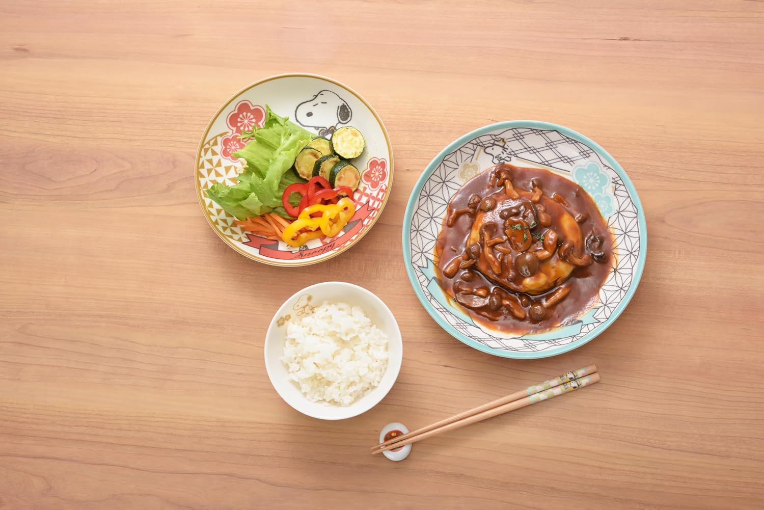 Yamakasyoten Rice Bowl, Cute, Snoopy Nostalgy, Rice Bowl, Set of 2 Colors