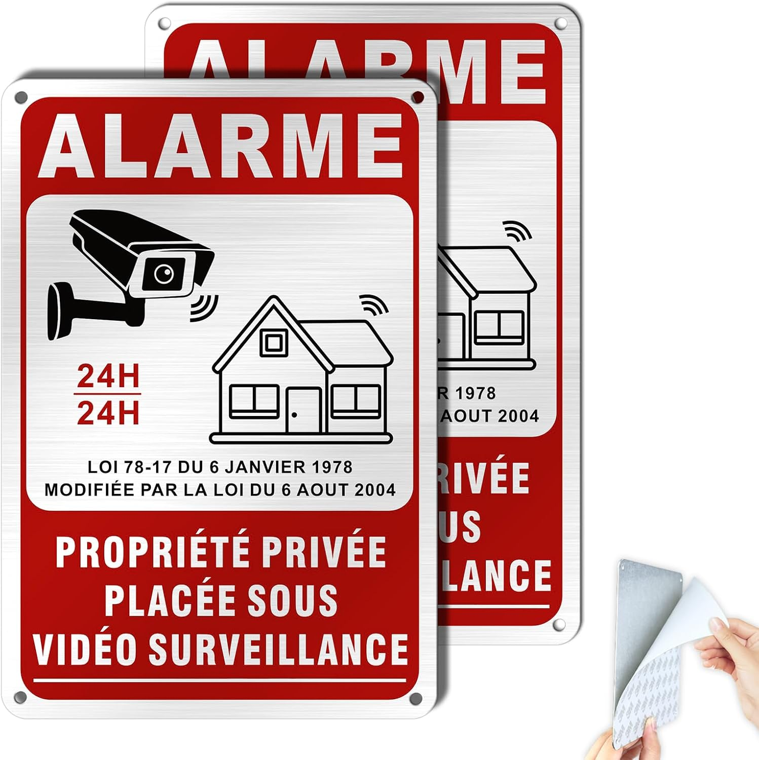 SINMAO Private Property Alarm Sign Placed under Video Surveillance - Camera Surveillance Sticker/Home Alarm Plate/Home Security/Video Surveillance.