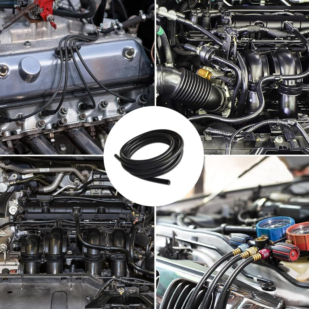 Silicone Vacuum Tubing Hose Line, 10 Ft 1/4" (6Mm) Inner Diameter Hose, Auto Replacement Vacuum Hose Line for Vehicle Radiator, Black image number 1