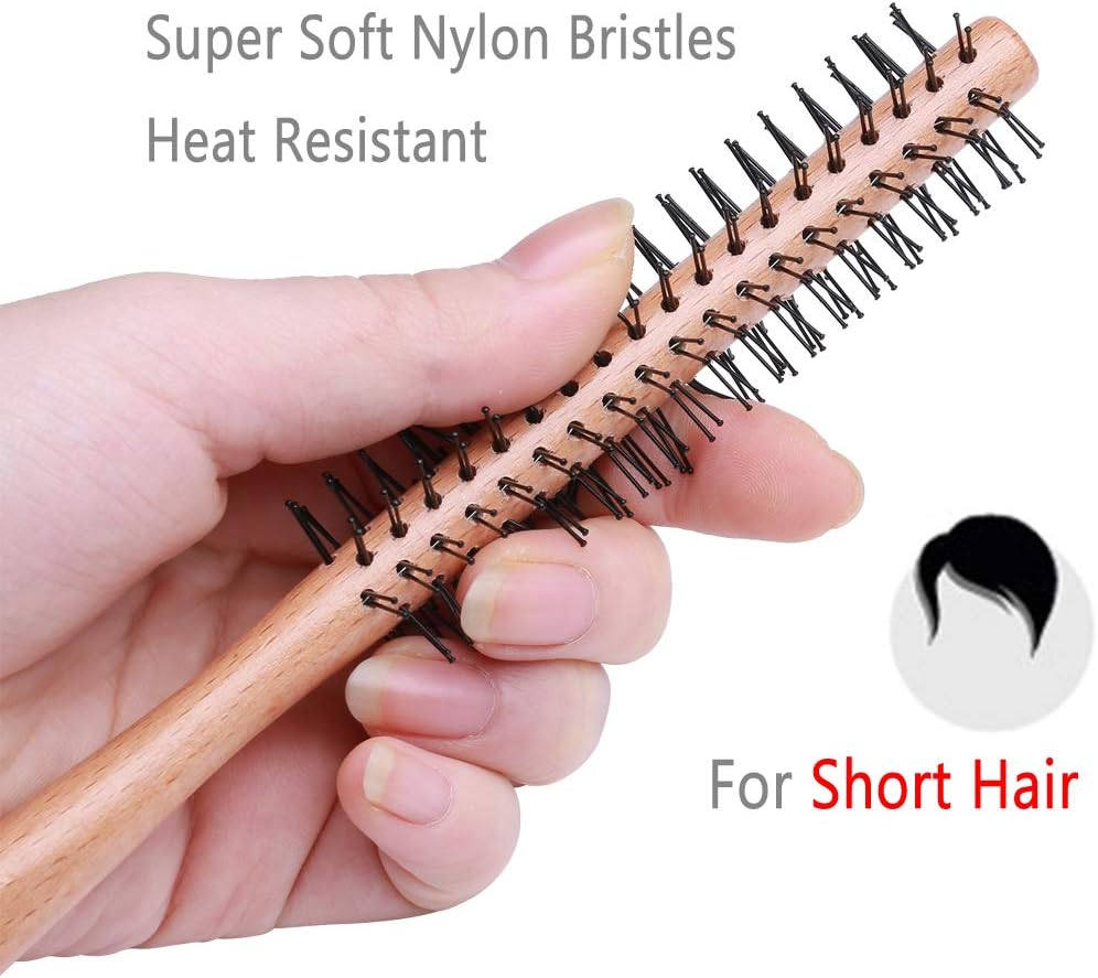 Small round Brush for Short Hair, 1 Inch Mini Quiff Roller for Women and Men, Best for Thin Hair, Bangs, Beard, Styling, Lifting, Curling off White image number 2