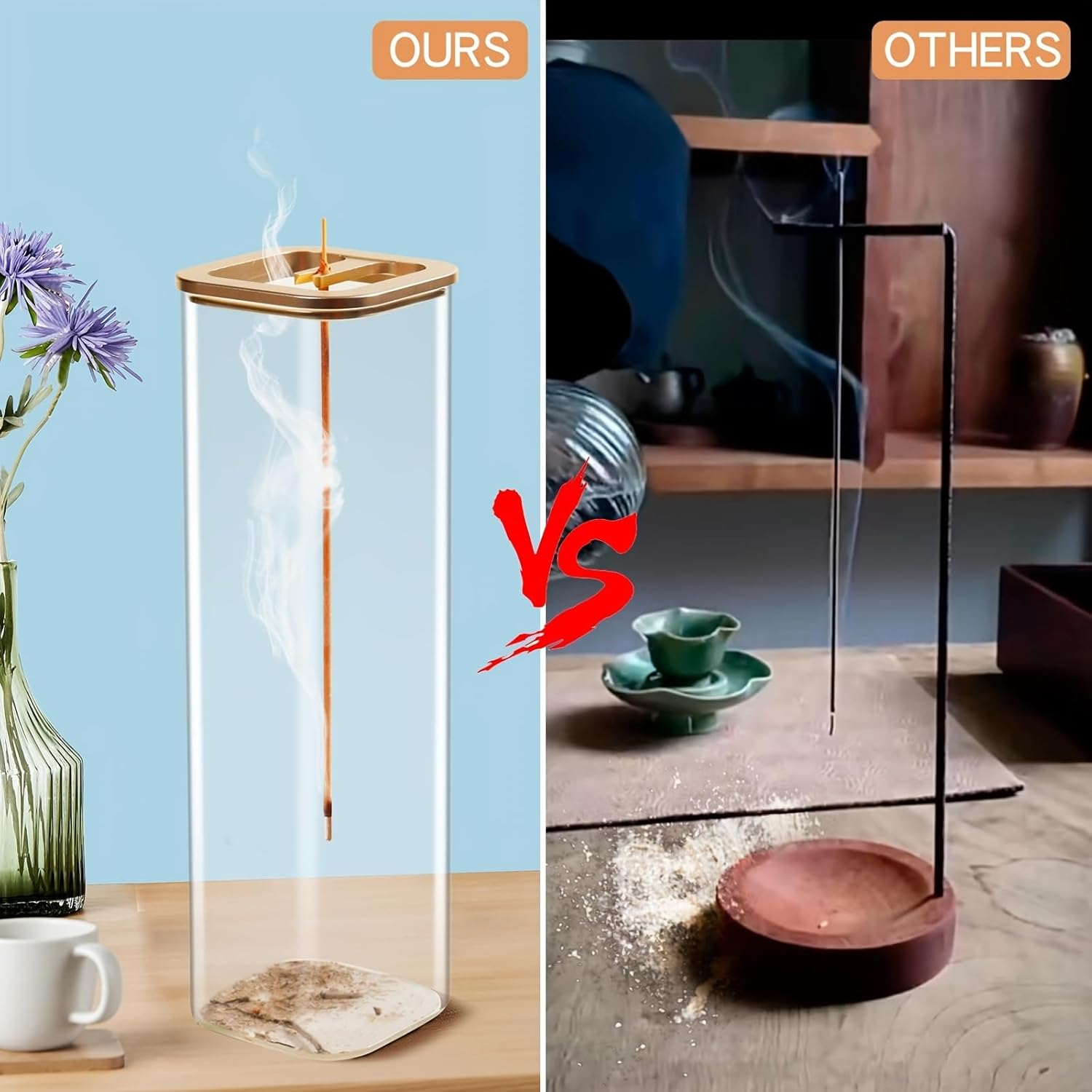 Glass Incense Holder with Metal Base for Meditation, Yoga, Spa Rooms, and Home Decor image number 4