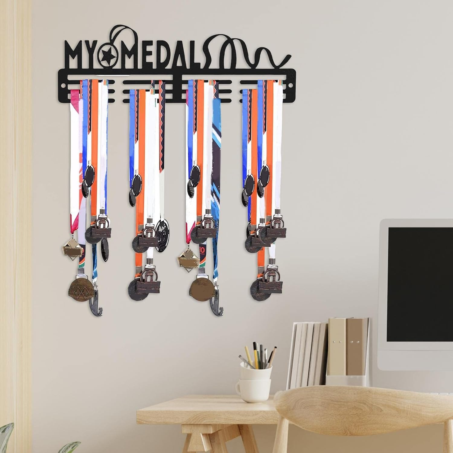 Generic Medal Holder Display Hanger Rack Wall Mounted Fame Metals Sports Medals Holder image number 4