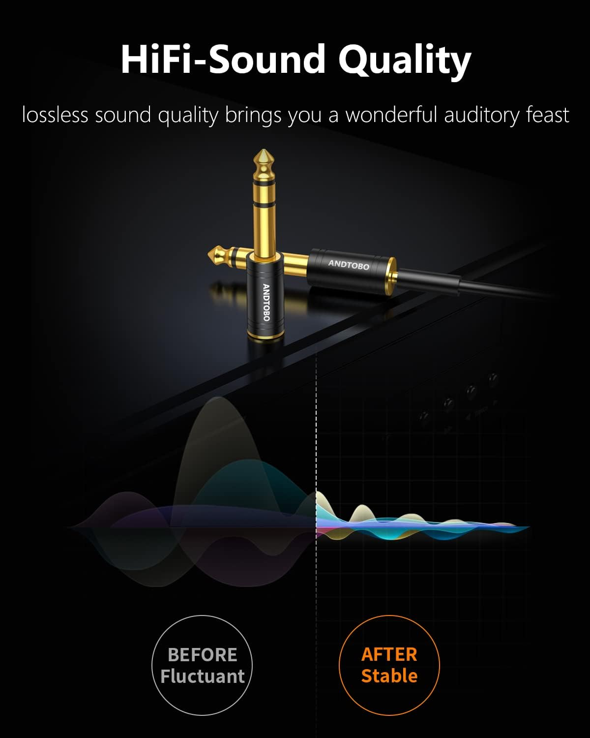 ANDTOBO 1/4''(6.35Mm) Male to 1/8'' (3.5Mm) Female Stereo Audio Jack Pure Copper Adapter for Headphone, Amp, 1 Pack-Black image number 6