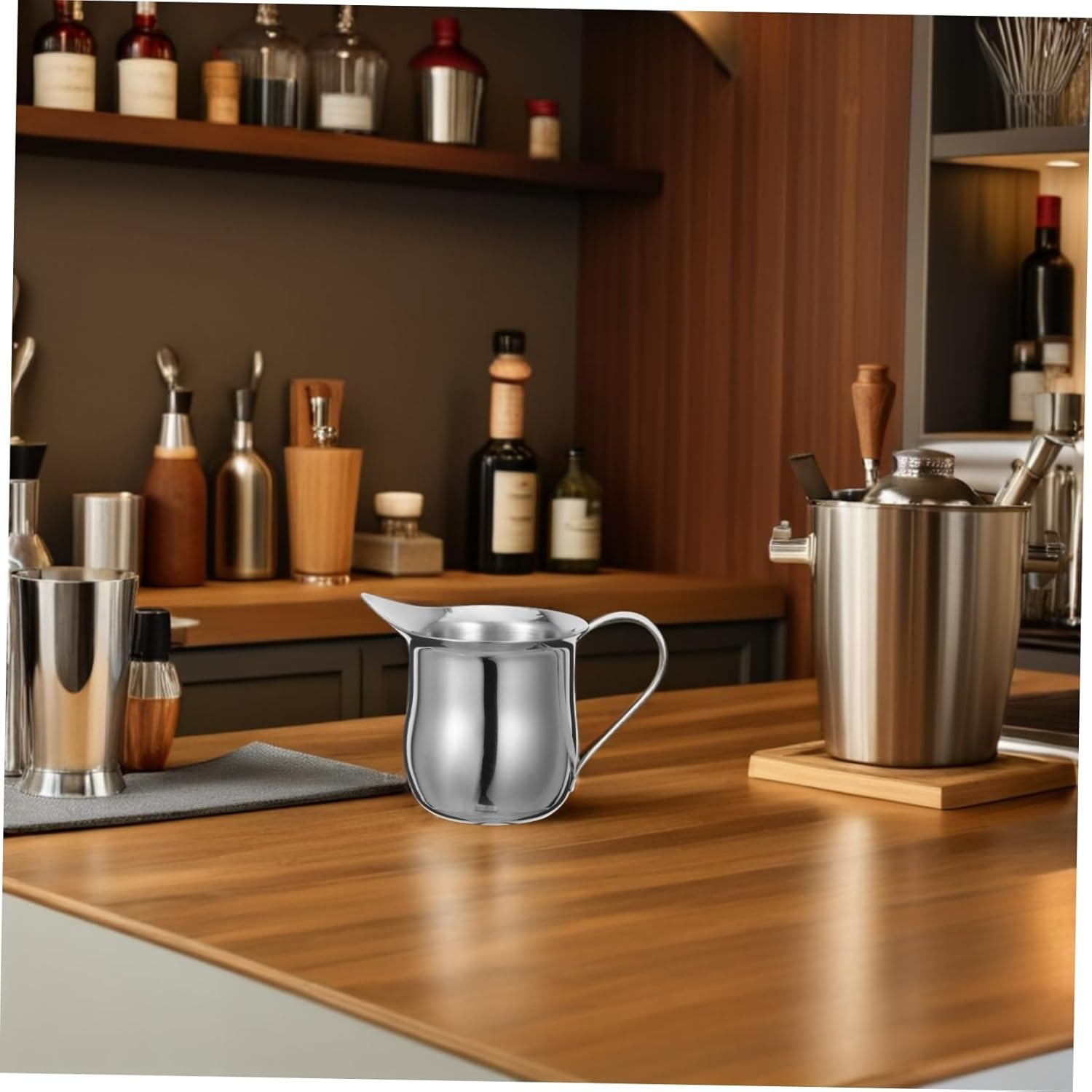 LOEFLIFA 2Pcs Stainless Steel Frothing Cup Coffee Jug for Espresso Latte Cappuccino Portable Resistant Milk Pitcher with Stylish Design for Use image number 5