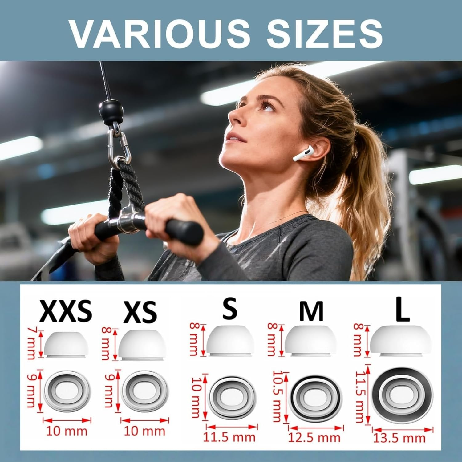 4 Pair Replacement Ear Tips for 2025 Airpods Pro 3 with 2 Pieces 3 In1 Cleaning Pen, White Silicone Ear Tips with Portable Storage Box (White 4Pairs-M) image number 6