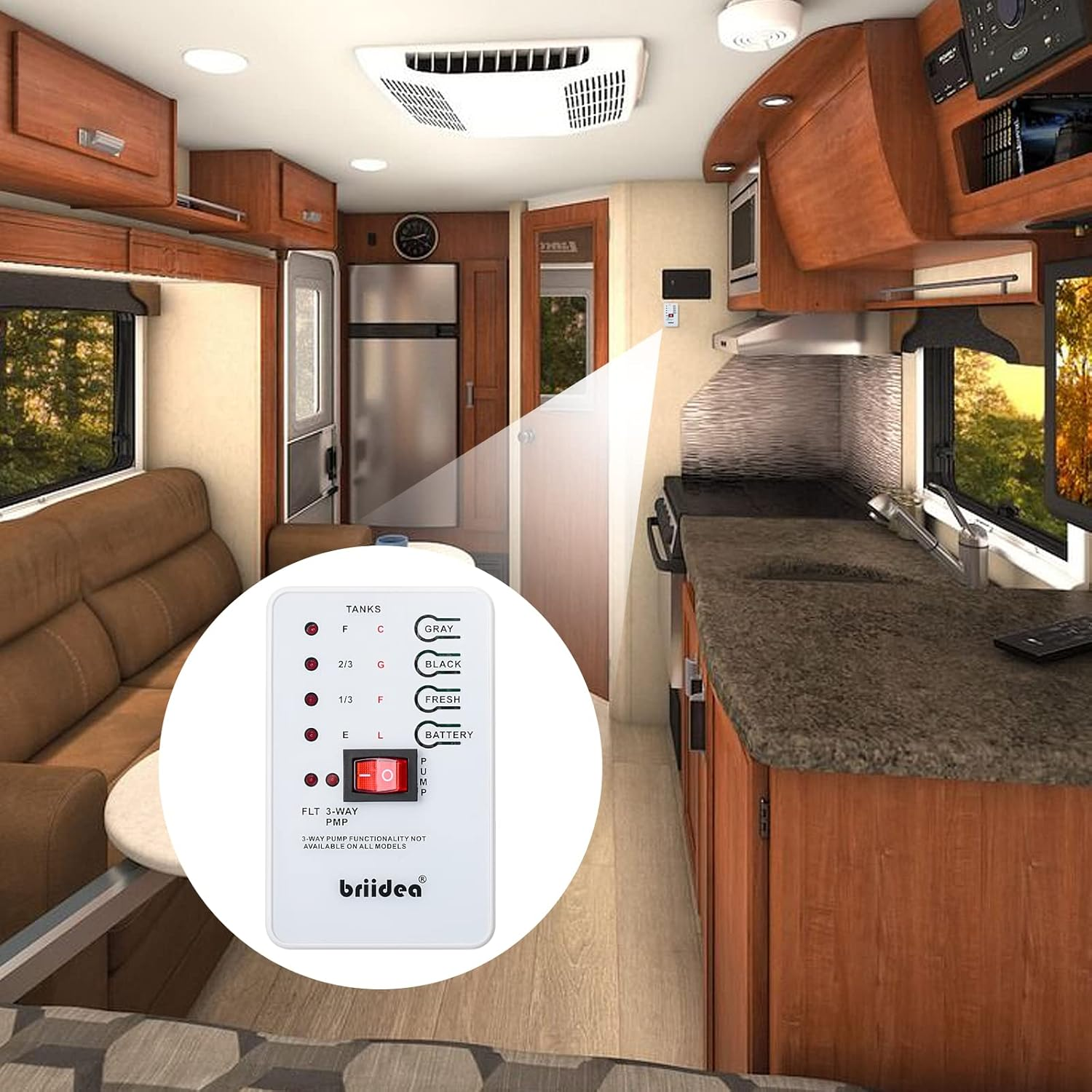 Briidea Micro Monitor System, RV Tank Sensor Monitor Panel, KIB Replacement, Fresh Water or Holding Tank Level Sensor image number 2
