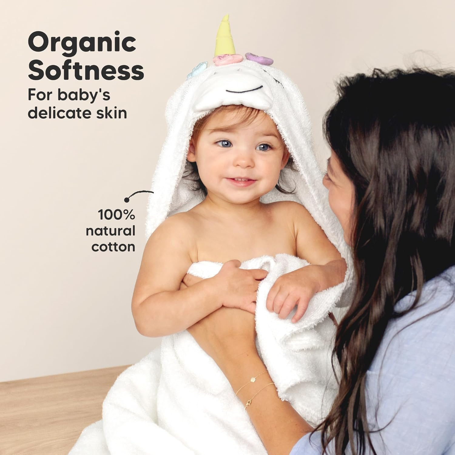 Keababies Organic Baby Towel with Hood for Girls, Boys - Soft, Absorbent, 100% Cotton Hooded Baby Towels for Newborns, Infants, Large Hooded Bath Towels for Babies, Newborn Baby Gifts (Uria)