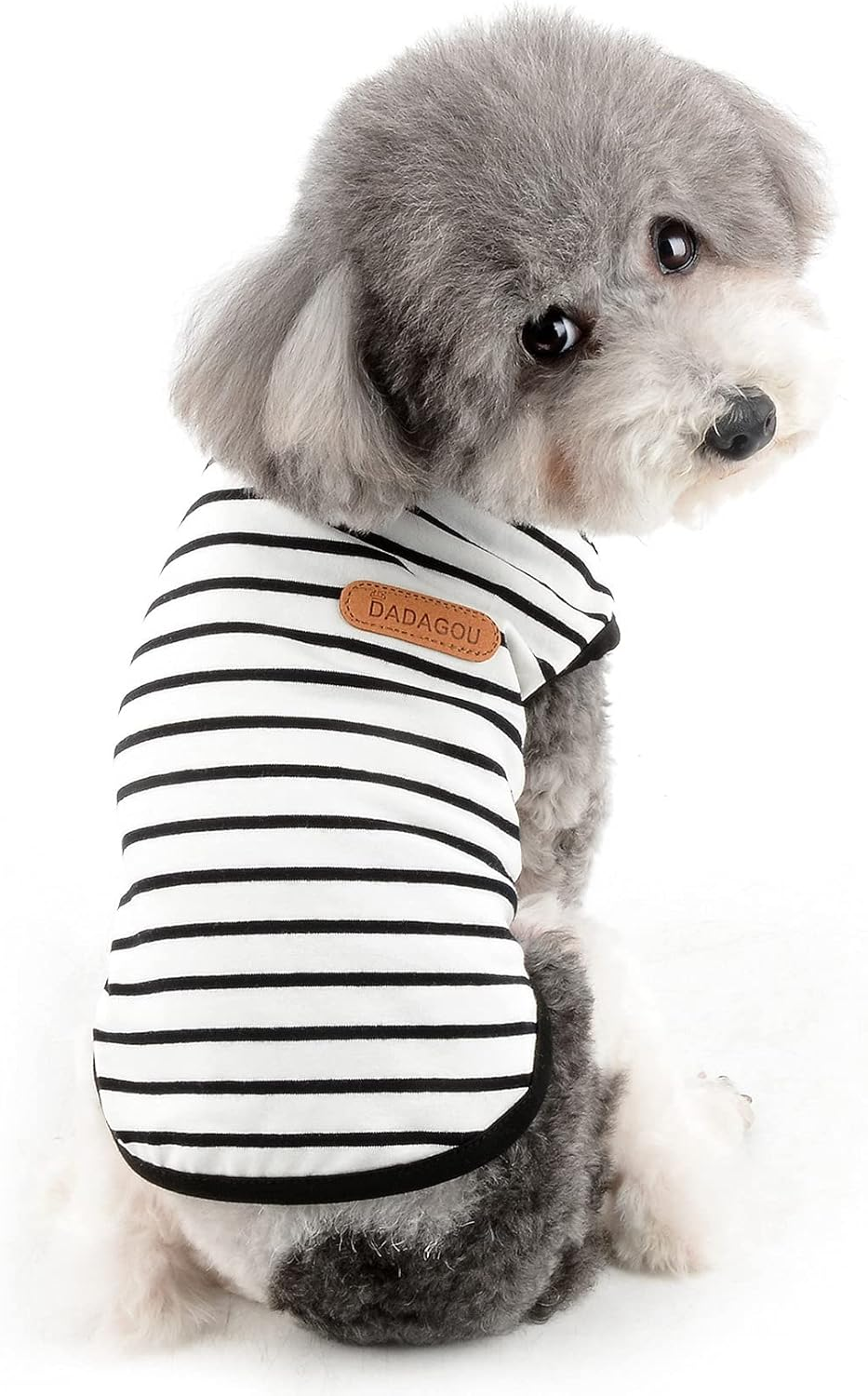 Zunea Dog Shirts for Small Dogs Summer Puppy Pet Clothes T-Shirts Soft Cotton Vest Striped Breathable Sleeveless Tank Top Pet Cats Chihuahua Basic Tee Shirt Apparel for Dogs Girls Boys Black XXL image number 6