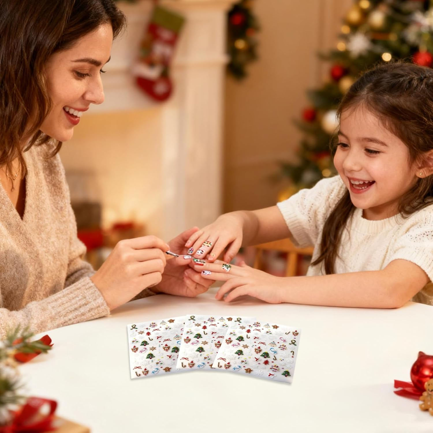 Jvjggag Holiday Nail Stickers - 3D Christmas Cartoon Decorations | Holiday Nail Decals - for Personal Care Women Kids Beginners Home Salon Studio image number 2