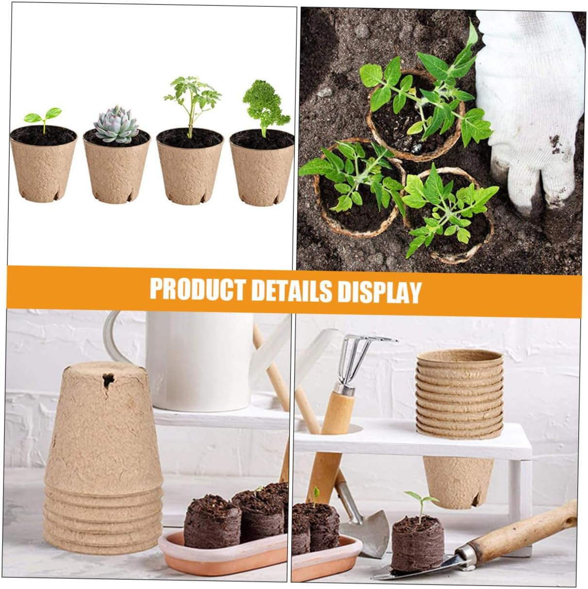 TOBBOMEY 50Pcs Pots round Paper Pulp Nursery for Easy Planting and Transplanting Drainage for Indoor and Outdoor Gardening image number 6