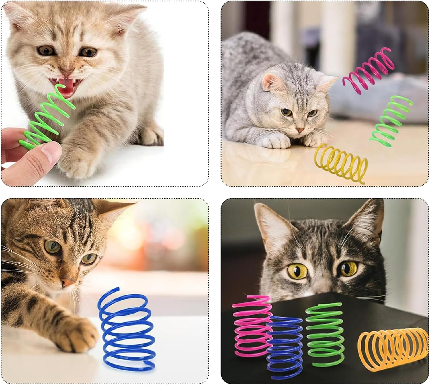 Pack of 40 Cat Toy Spiral, Colourful Spiral Toy Cat, Interactive Spiral Cat Toy, Plastic Spiral Feathers Toy Cat, Cats, Spring Toy, Pets Toy for Cats image number 4