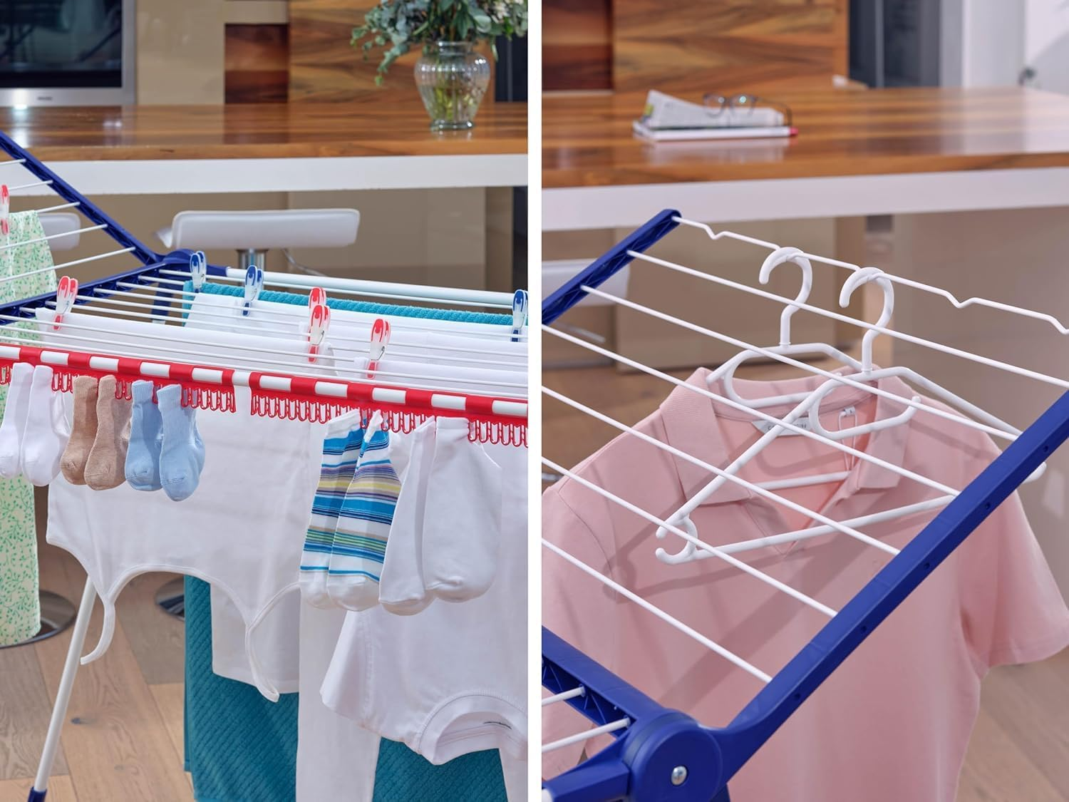 Leifheit Pegasus 200 Solid Deluxe Mobile Clothes Airer Dryer with 20 Meter Clothes Horse, White/Blue image number 4