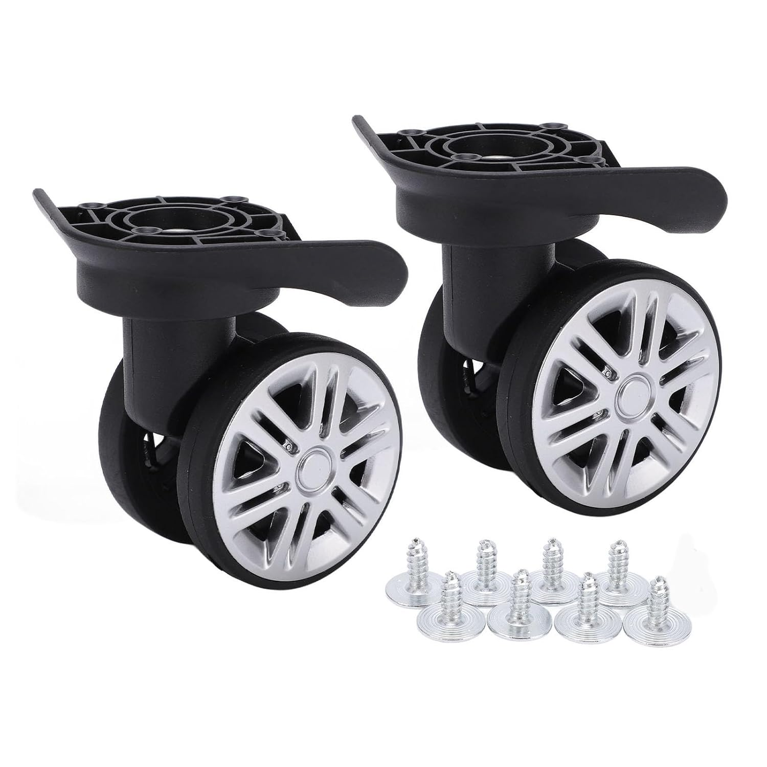Pergar Suitcase Caster, Luggage Wheels Replacement, 1 Pair Luggage Swivel Wheels, Suitcase Swivel Casters, Luggage Travel Suitcase Wheels Repalcement Mute Double Row Wheels