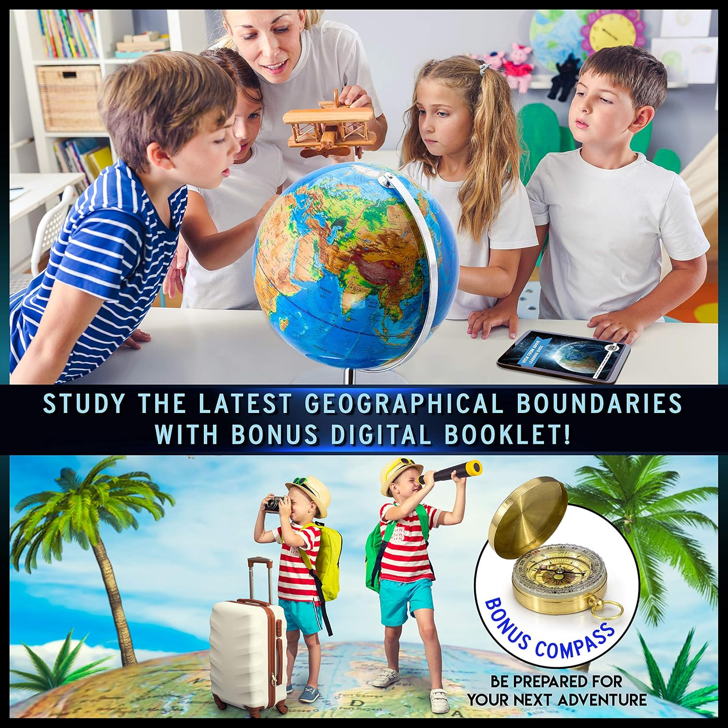 World Globe with Illuminated Constellations - 32 Cm Light up Globe for Kids & Adults - Interactive Earth Globe Makes Great Educational Toys, Office Supplies, Teacher Desk D&eacute;cor, More by Get Life Basics image number 6