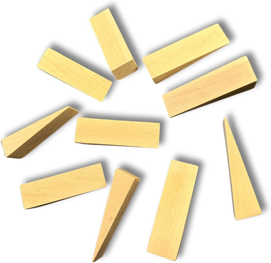 Tolux Wooden Wedges, Hardwood Wedge, Beech Wood Wedge, Wooden Doorstop, Handy Tool in Carpentry, Construction and Various DIY Projects, Size 80X25X20 Mm, Pack of 10 Pcs image number 4