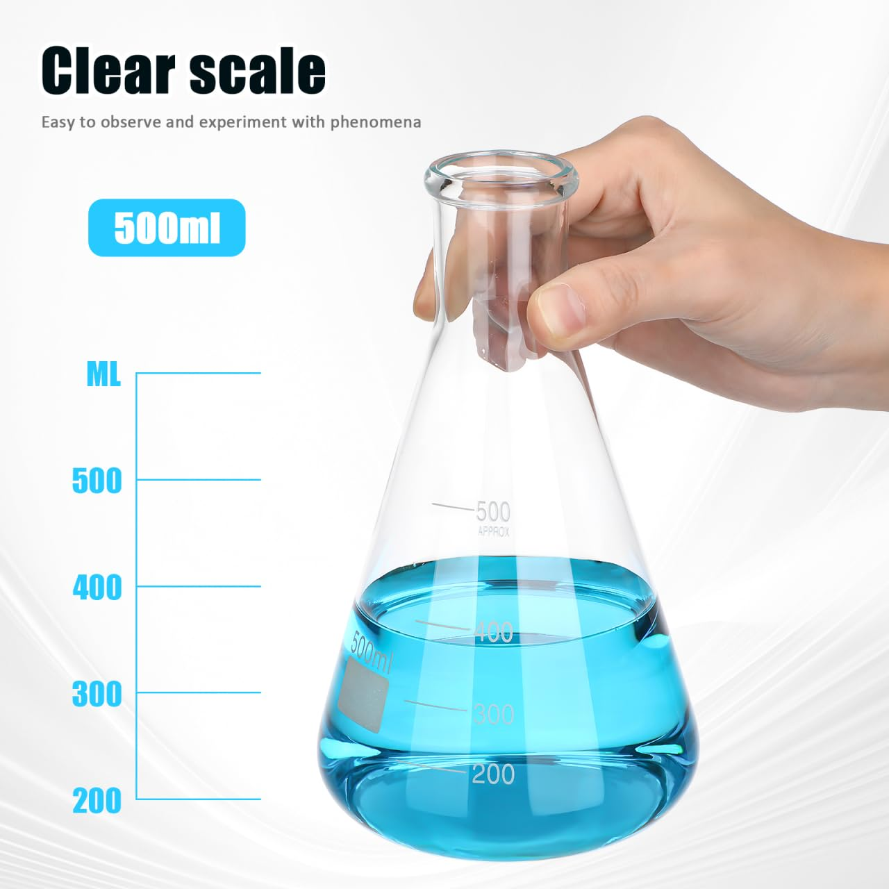 Mobestech Erlenmeyer Flask 500Ml Large Capacity Flat Bottom Glass Laboratory Beaker for Chemistry Distillation and Boiling Applications image number 2