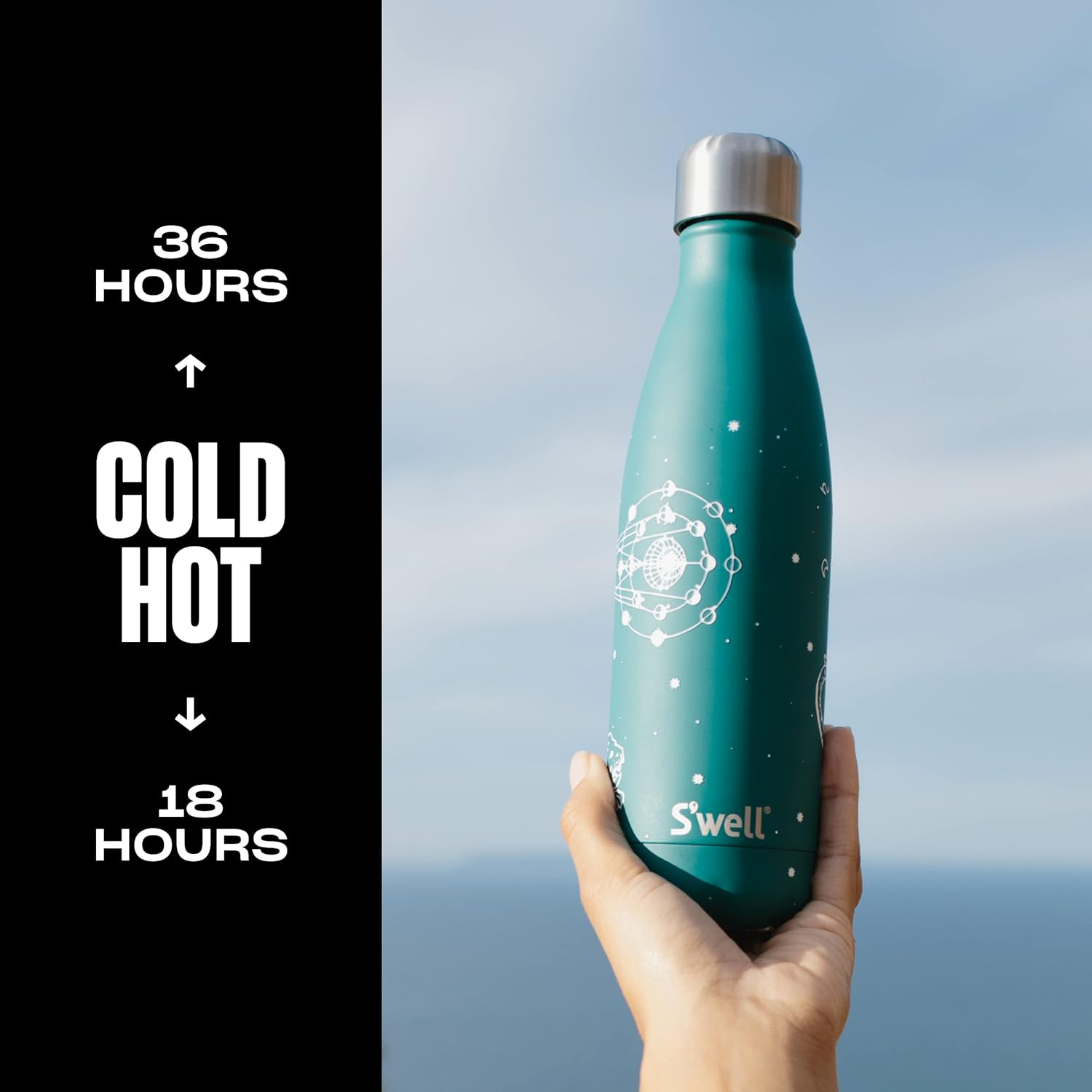 S'Well Stainless Steel Water Bottle 17 Ounces Celestial Green Triple Layered Vacuum Insulated Containers Keeps Drinks Cold for 36 Hours and Hot for 18 Perfect for on the Go image number 5