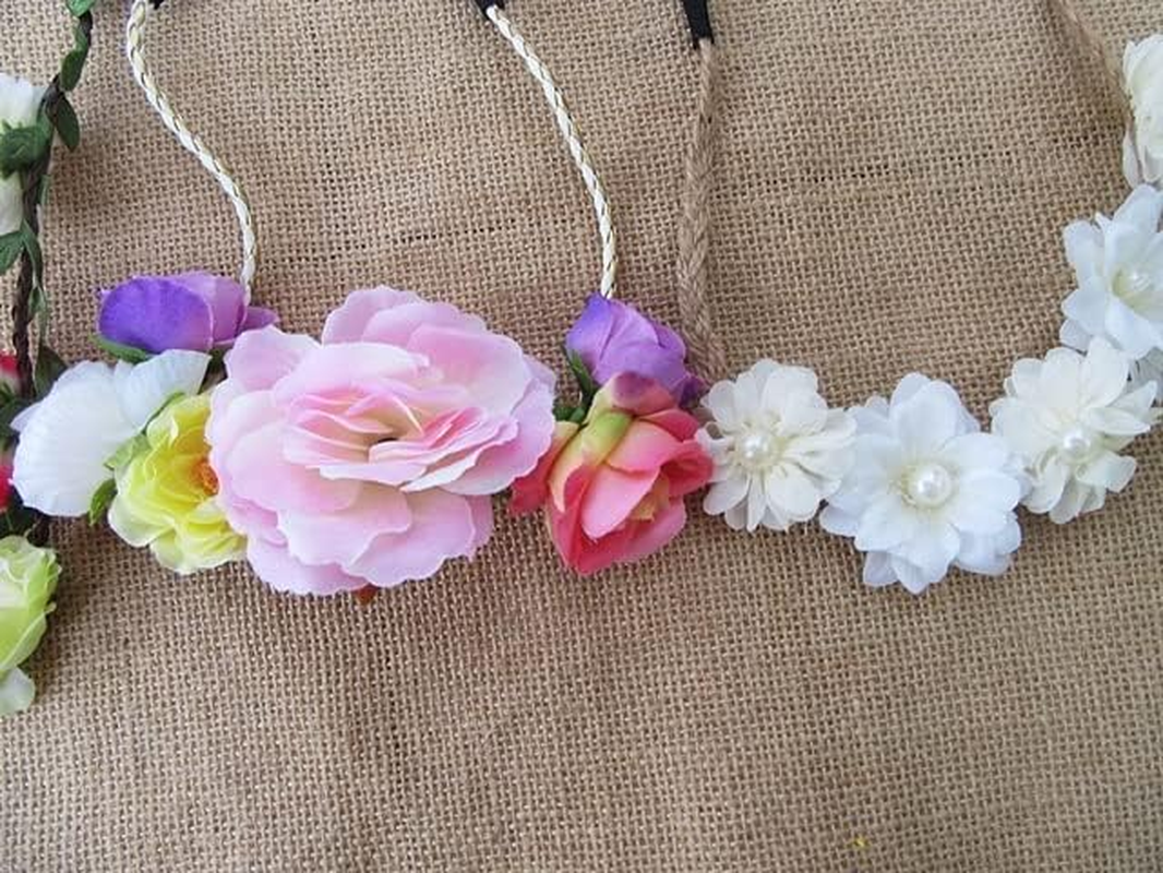 6Pcs Various Flowral Forehead Elastic Head Band Assorted